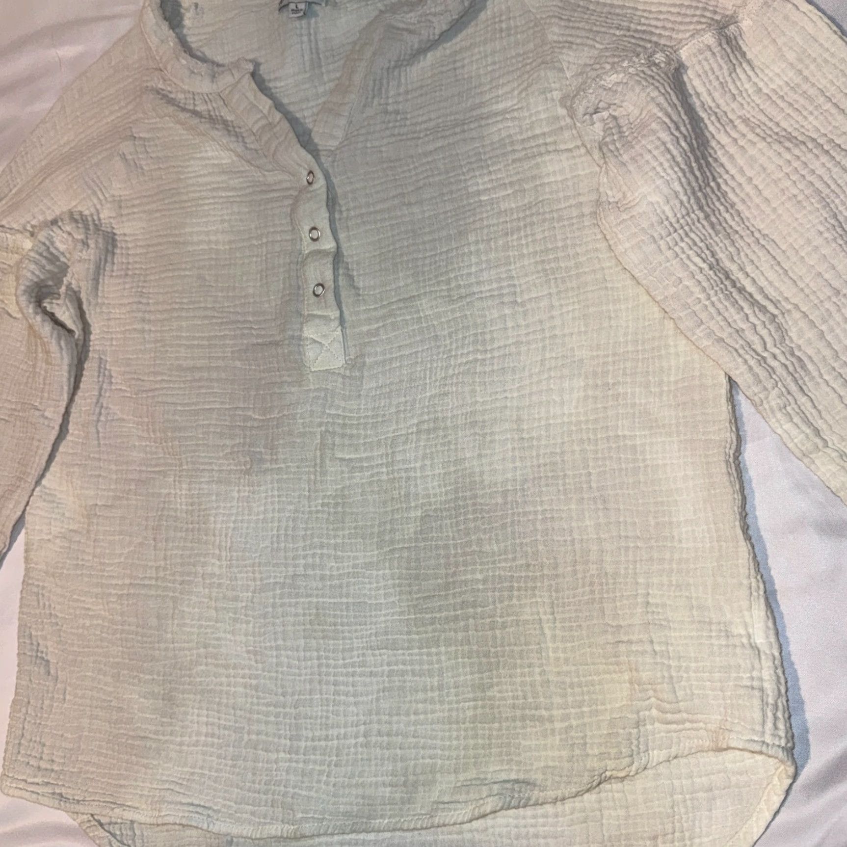 Vintage Wonderly Ivory Waffle Knit Button-Up Shirt Long Sleeve L Casual Women's Regular Size L Size L / US 10 / IT 46 - 3 Thumbnail