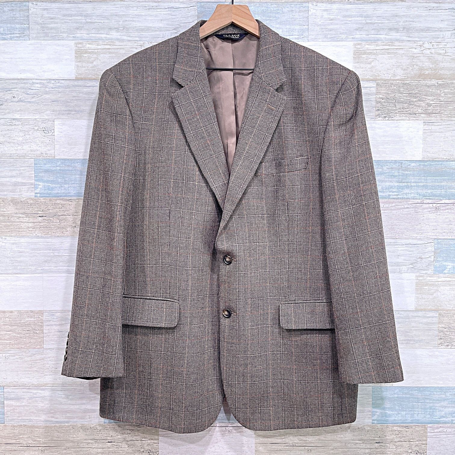 Jos. A. Bank Jos A Bank Wool Tweed Sport Coat Jacket Brown Windowpane 46R Size 46R - 1 Thumbnail