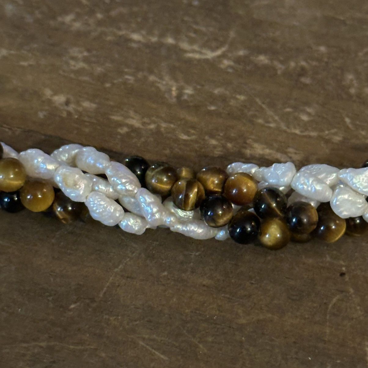 Vintage Vintage freshwater pearl & tigers eye twisted bracelet Size ONE SIZE - 3 Thumbnail