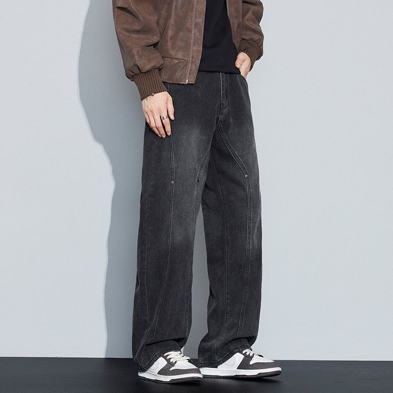 Vintage High-street retro loose casual patchwork washed denim jeans Size US 32 / EU 48 - 4 Thumbnail
