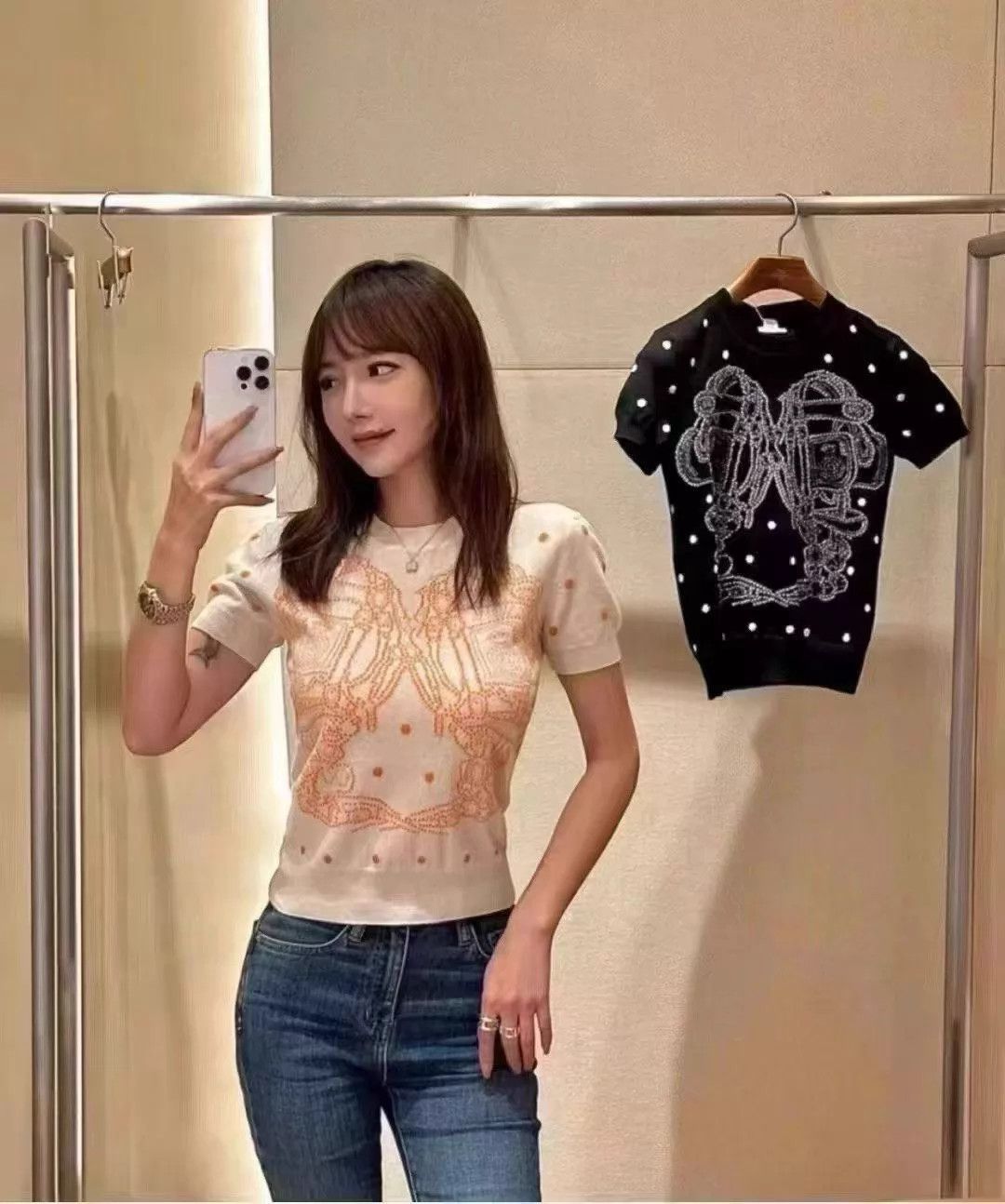 Hermes Hermes cashmere-cotton short-sleeve knit pullover N635 Size XS / US 0-2 / IT 36-38 - 7 Thumbnail