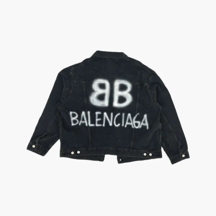 Balenciaga Balenciaga Black Graffiti Denim Jacket for Men 0079-2507 Size US XS / EU 42 / 0 - 2 Thumbnail