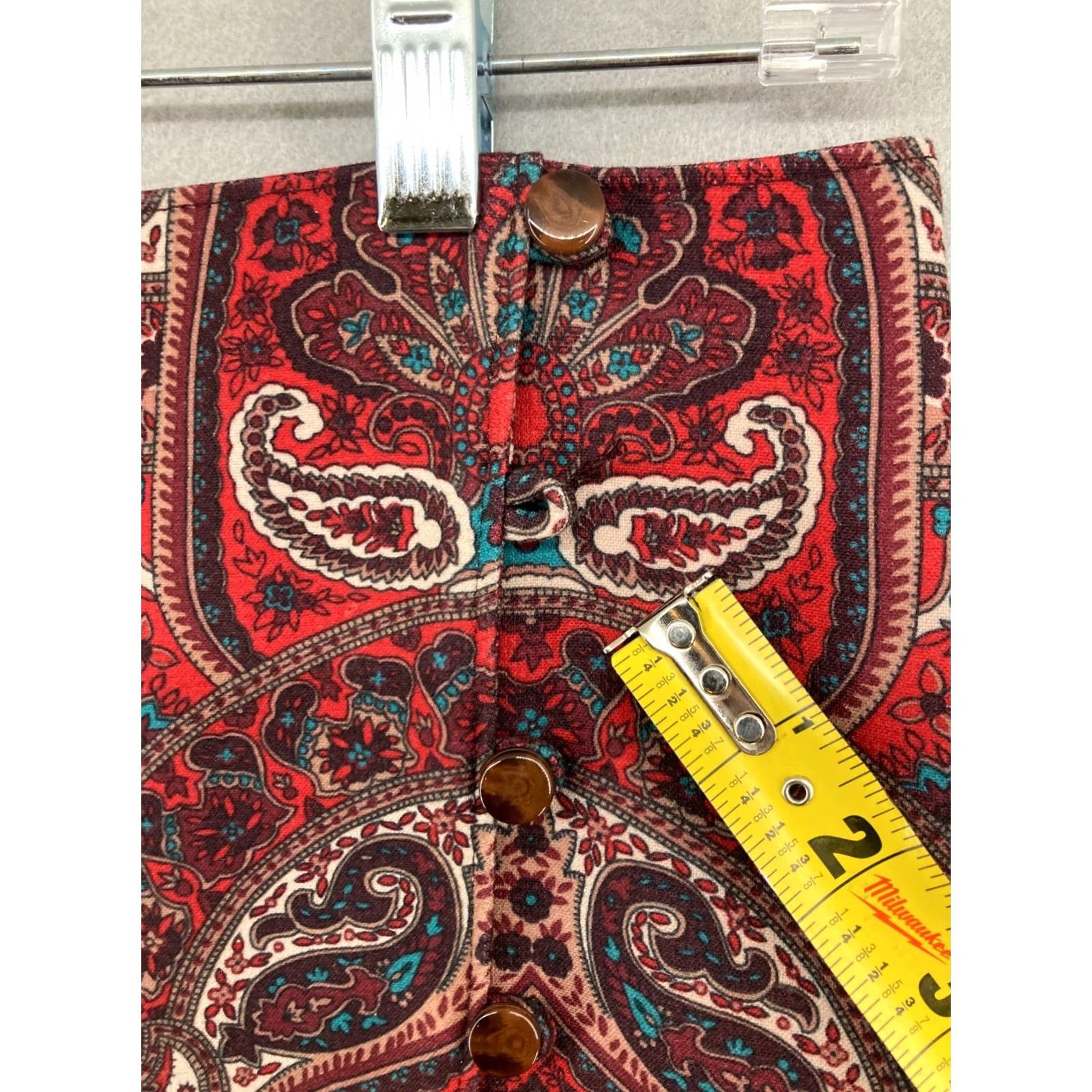 Talbots Talbots Skirt Womens 4 Red Paisley Pencil Straight Cotton Stretch Knee Length Vintage No Size 27" / US 4 / IT 40 - 5 Thumbnail