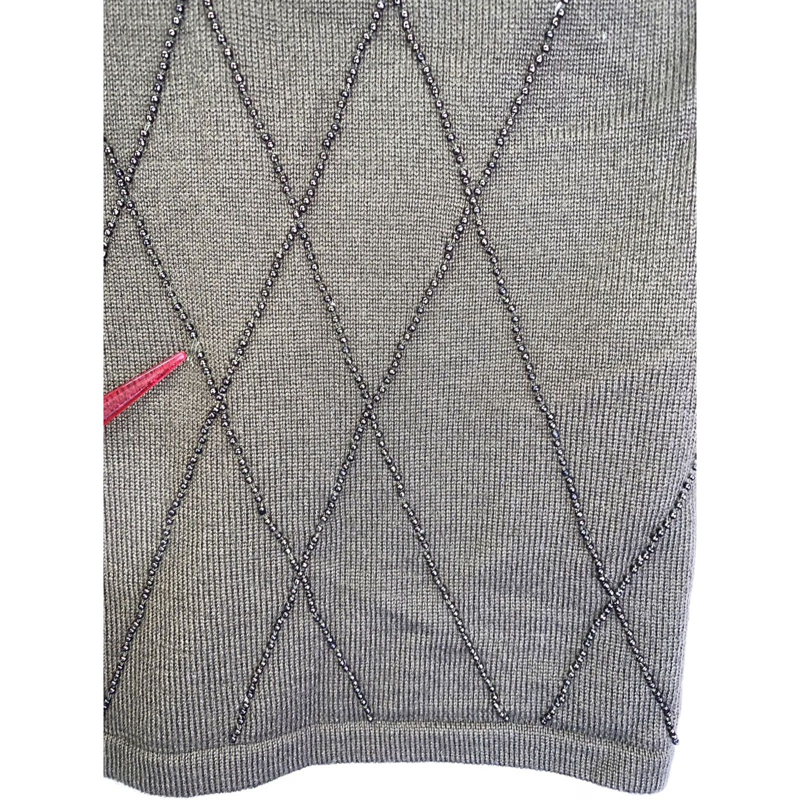 Jones New York Jones New York 100% Merino Wool Beaded Cowl Neck Sweater Tank-4648 Z Size M / US 6-8 / IT 42-44 - 4 Thumbnail