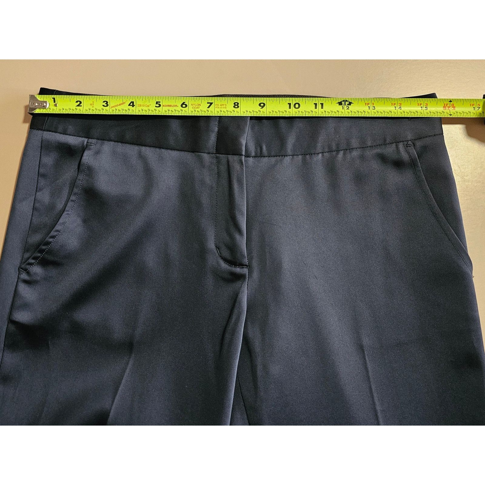 Bcbgmaxazria BCBG MAXAZRIA Blue Satin The Slim Flare Carla Dress Pants 6 Size 28" / US 6 / IT 42 - 4 Thumbnail