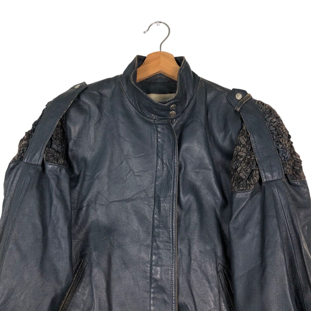 Japanese Brand 🔥Vintage Biker Leather Jacket Double Collar Issey Miyake Size US M / EU 48-50 / 2 - 3 Thumbnail