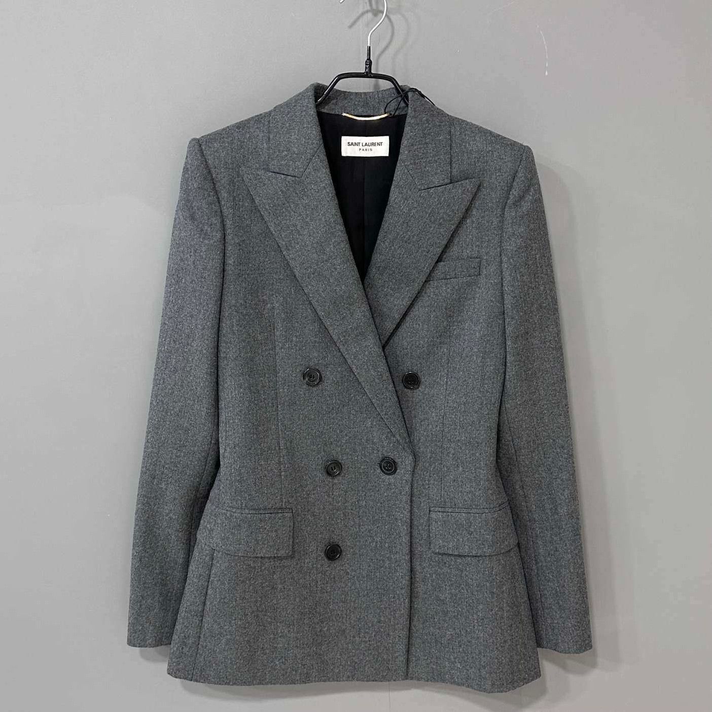 Saint Laurent Paris Saint Laurent Gray Double-Breasted Blazer Size US M / EU 48-50 / 2 - 1 Thumbnail