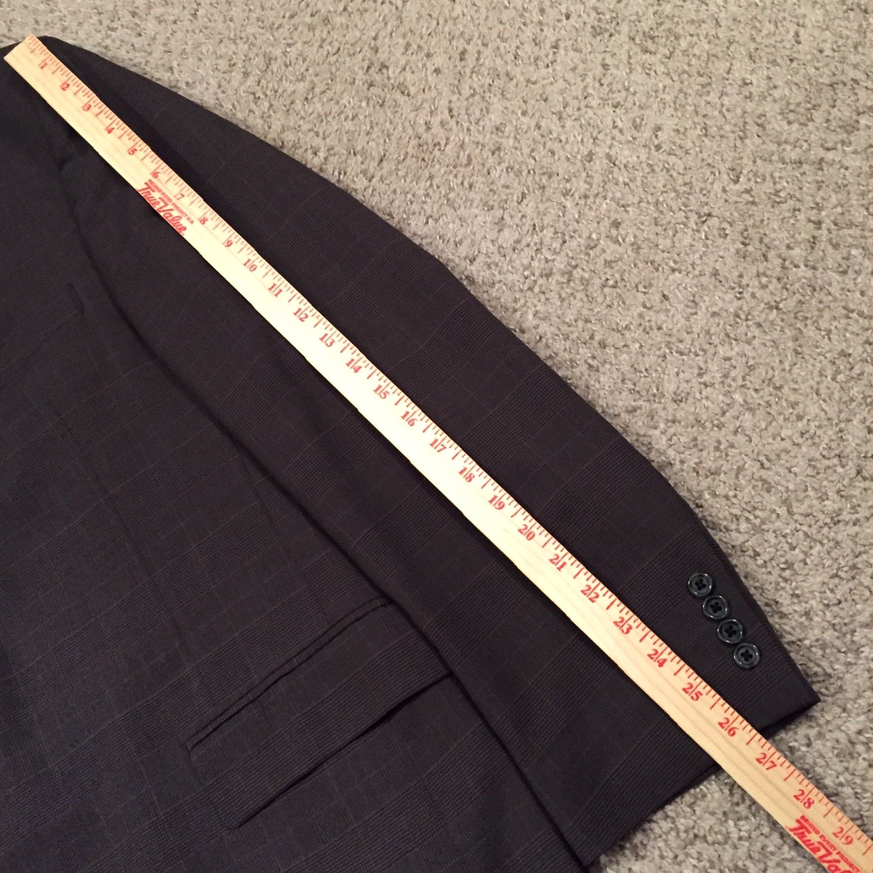 Jos. A. Bank Jos. A. Bank Blazer Mens 48 Long Gray Plaid Wool Two Button Single Vented Glossy Notch Lapel Jacket Coat 2 Piece Regular Mens Size 48R - 3 Thumbnail
