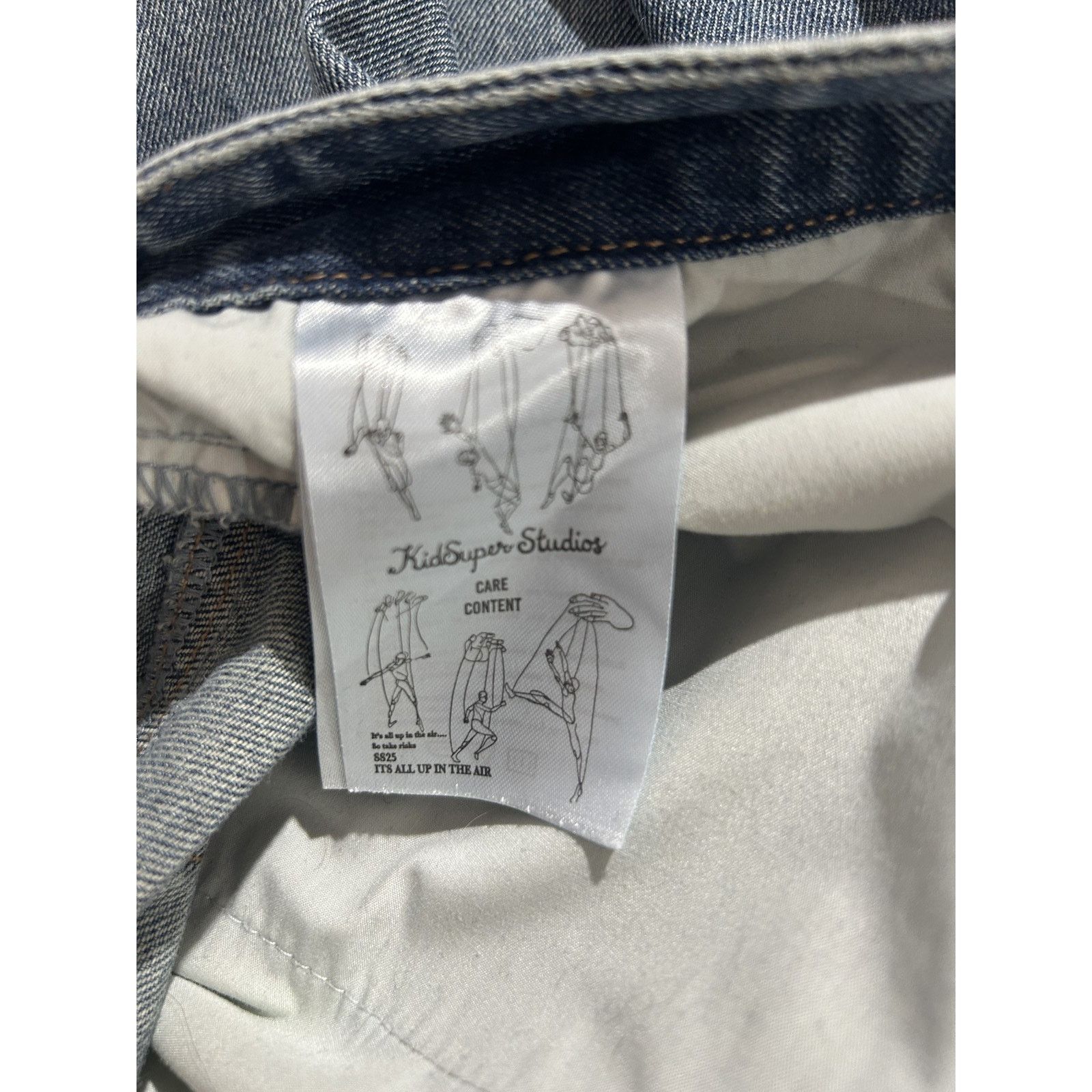 KidSuper KID SUPER FACE PATCHWORK BAGGY SHORTS LIGHT WASH MEDIUM NEW Size US 34 / EU 50 - 7 Thumbnail