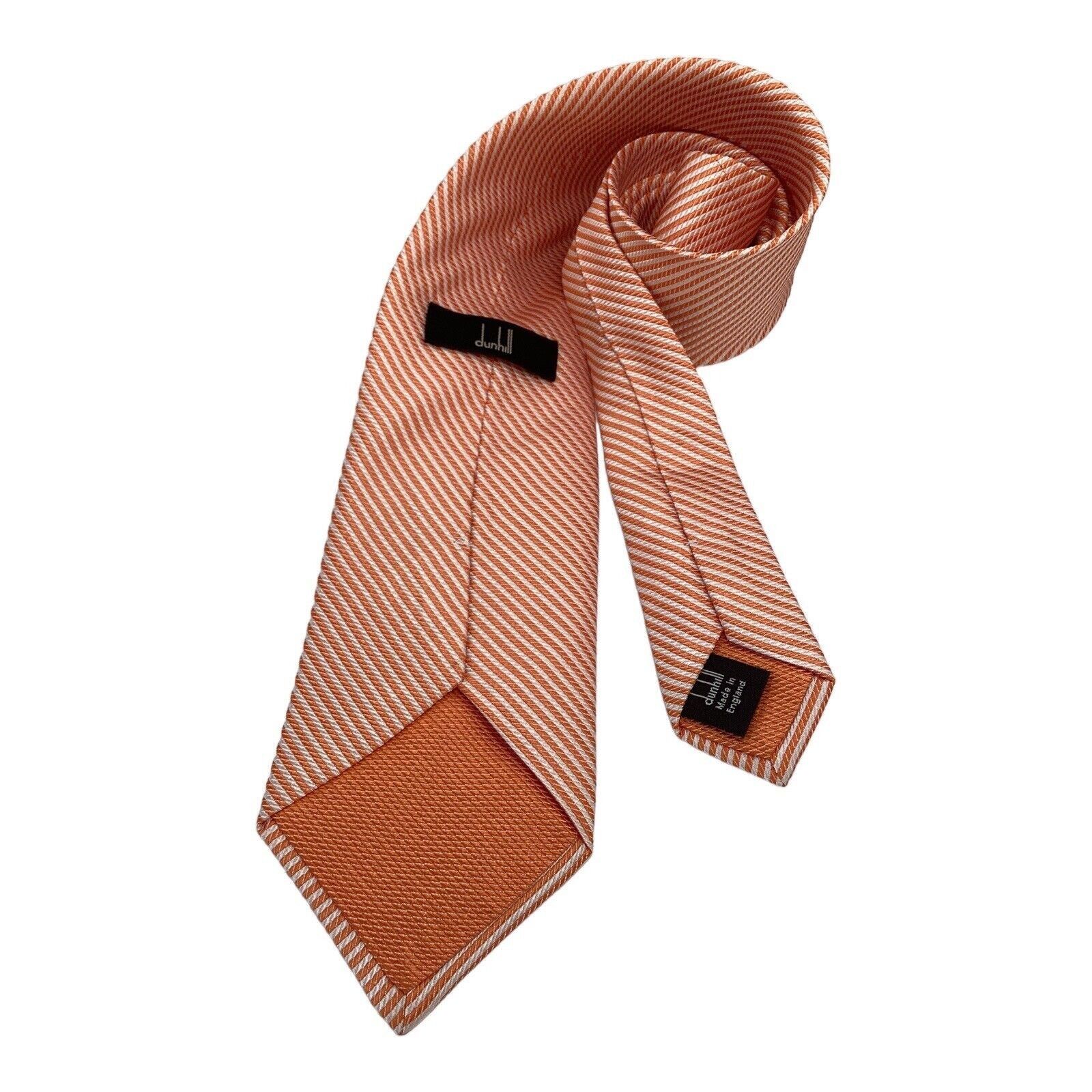 Alfred Dunhill DUNHILL Orange Striped Luxury Designer Silk Tie Made In Engl Size ONE SIZE - 2 Thumbnail