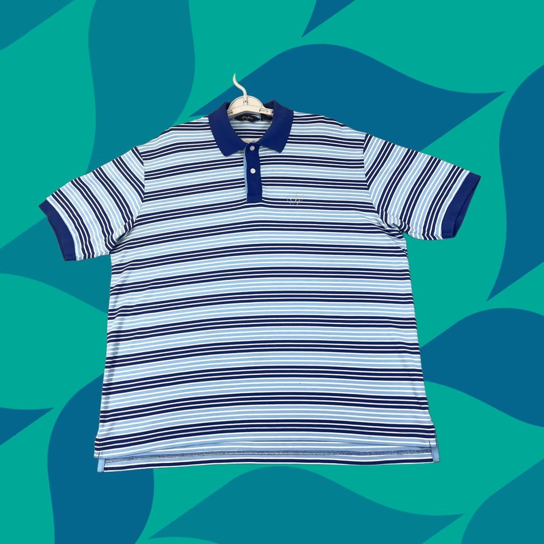 Sean John Sean John Polo Shirt Mens XL Blue White Striped Embroidered Classic Casual Tee Size US XL / EU 56 / 4 - 1 Thumbnail