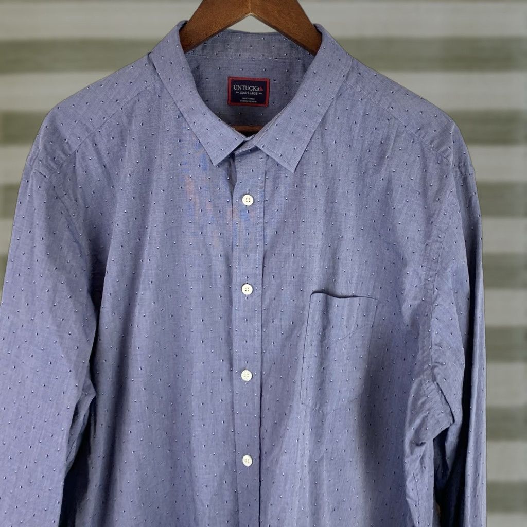 UNTUCKit UNTUCKit Shirt Mens XXXL Blue Geometric Long Sleeve Button Up Casual Adult Size US XXL / EU 58 / 5 - 1 Thumbnail