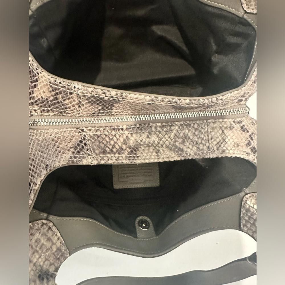 Coach Coach Maggie Python Print Leather Madison Hobo Bag Gray Tan Size ONE SIZE - 11 Thumbnail