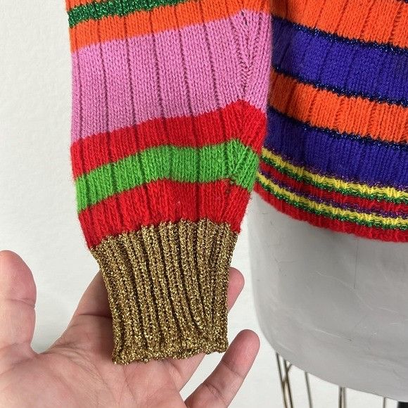 Gucci Gucci Multicolor Metallic Striped Cardigan Floral Patches Pe Size XS / US 0-2 / IT 36-38 - 3 Thumbnail
