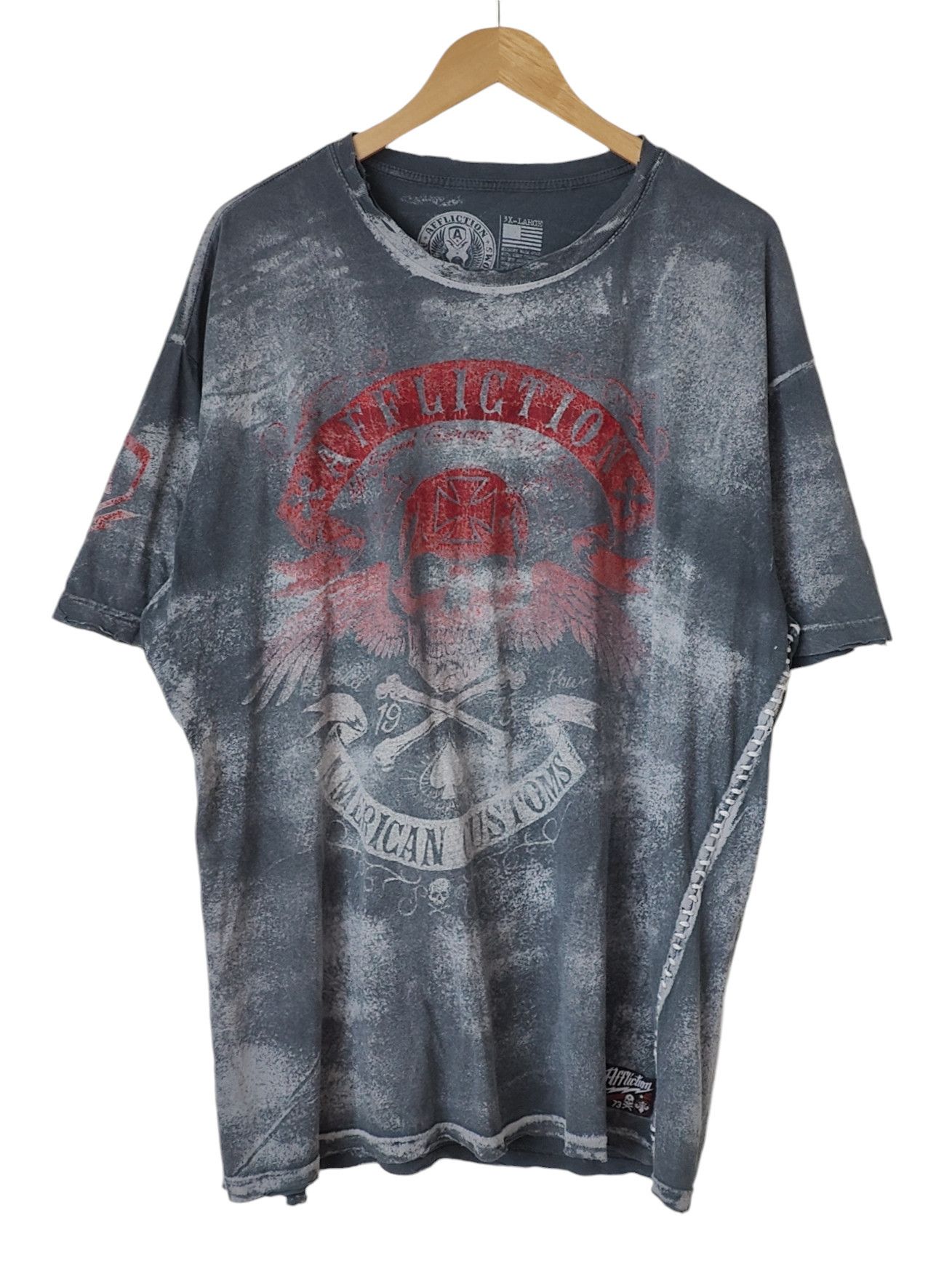 Affliction Affliction Y2K Opium American Customs Distressed Tshirt Size US XXL / EU 58 / 5 - 1 Thumbnail