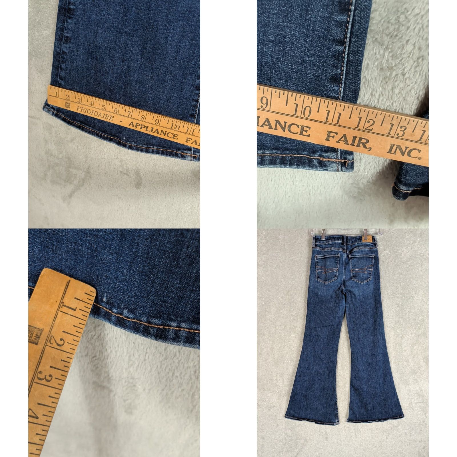 American Eagle Outfitters American Eagle Festival Flare Jeans sz 0 short Stretch Hippie Boho Blue Size 25" / US 0 / IT 36 - 8 Thumbnail