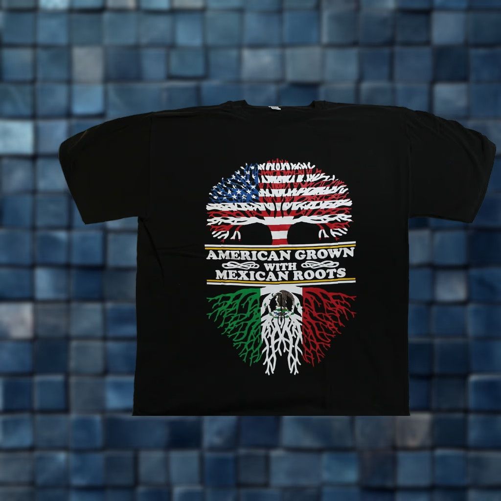Roots VINTAGE American Grown with Mexican Roots T-Shirt Men Large Cotton Patriotic Flag Graphic Tee Size US L / EU 52-54 / 3 - 1 Thumbnail