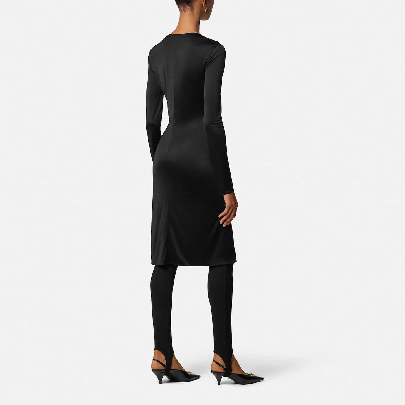Versace o1d2blof0426 Jersey Midi Dress in Black Size XS / US 0-2 / IT 36-38 - 3 Thumbnail