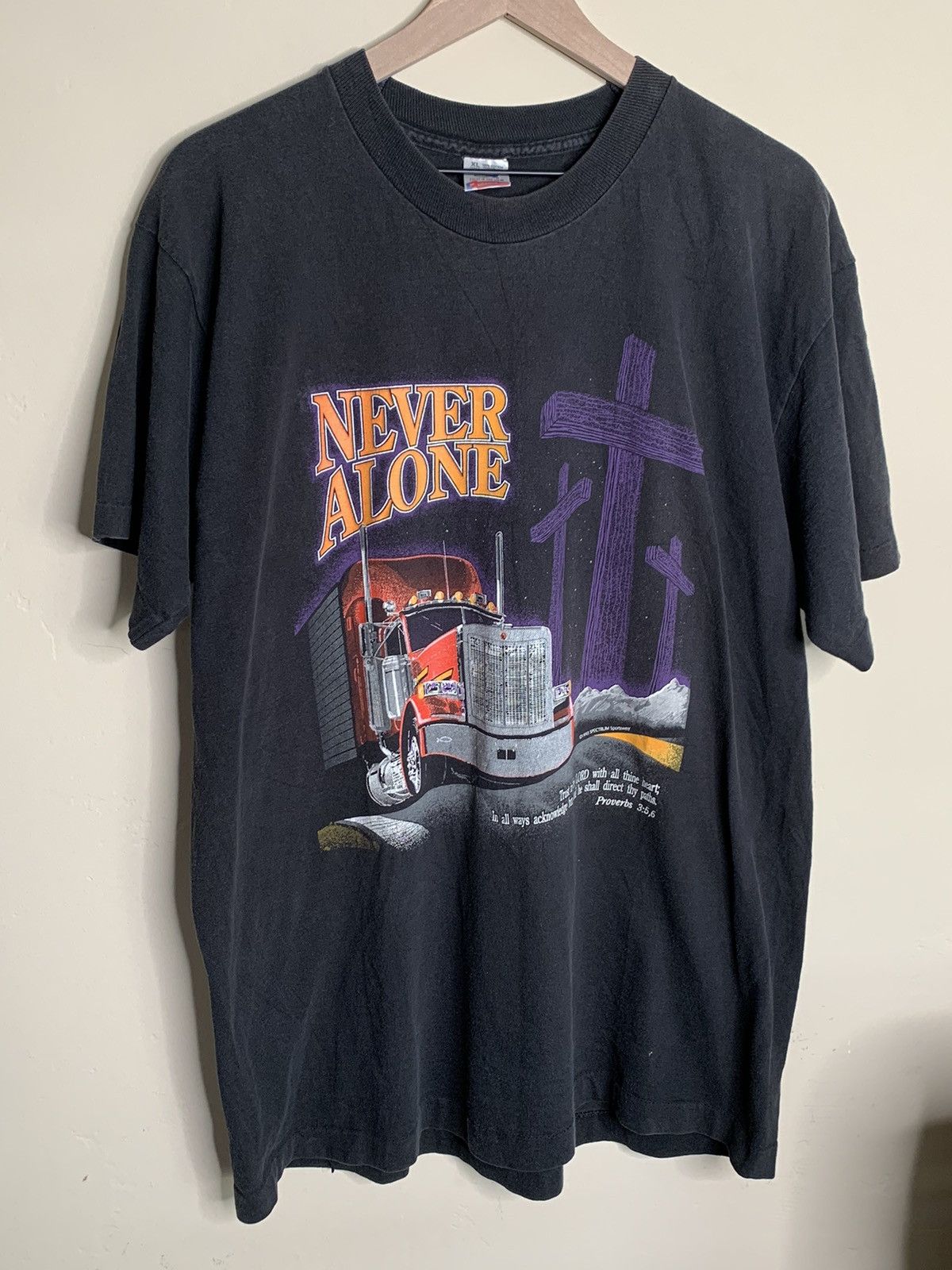 Vintage RARE* Vintage 1993 Never Alone Jesus Trucker Christian Shirt Size US XL / EU 56 / 4 - 1 Thumbnail