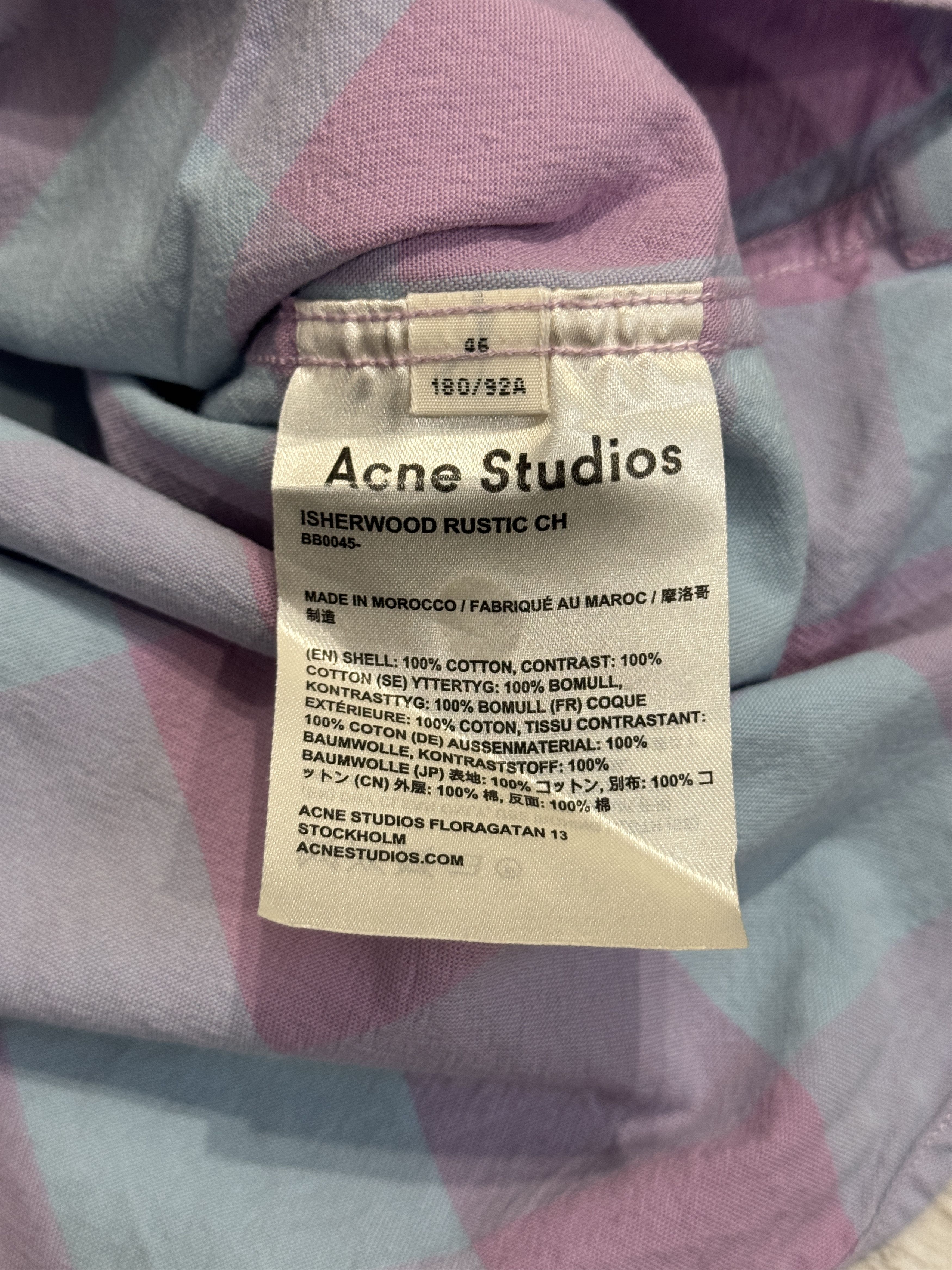 Acne Studios Acne Studios Isherwood Rustic Shirt Pink Blue Size US M / EU 48-50 / 2 - 3 Thumbnail