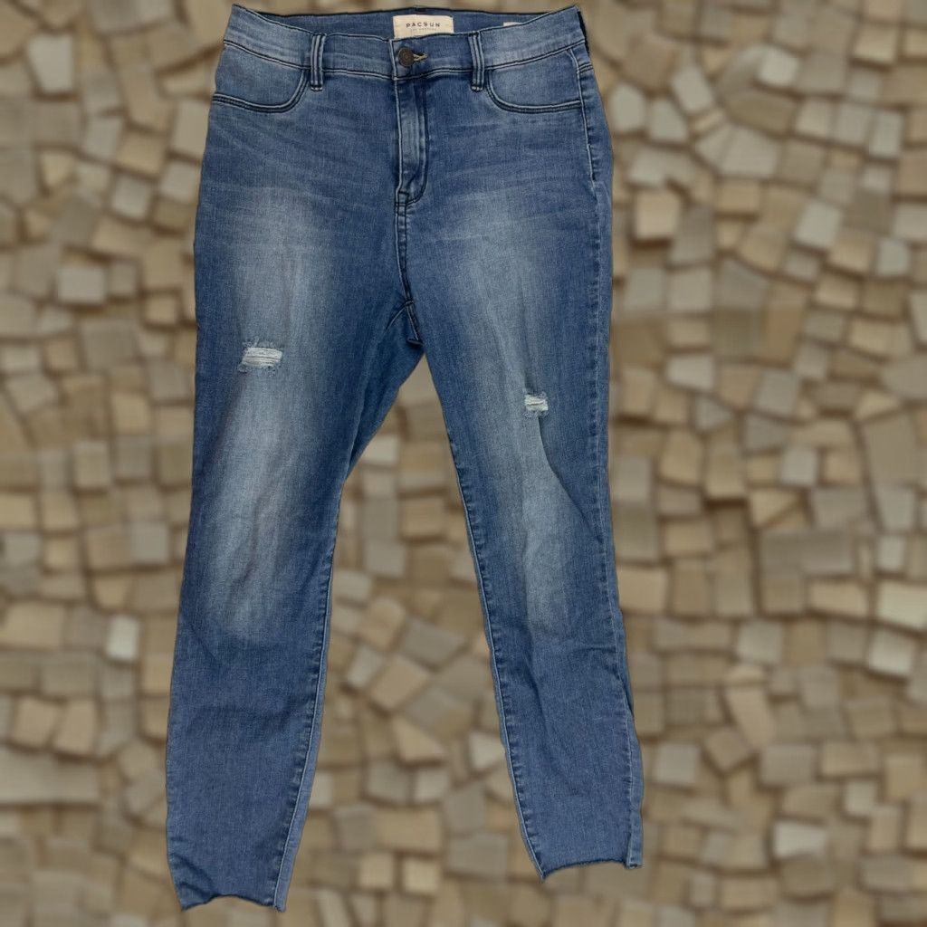 Pacsun PacSun Jeans Women's 27 Blue Denim High Rise Ankle Legging Frayed Hem Jeans Regular Inseam 26" Medium Wash Womens Size 27" / US 4 / IT 40 - 1 Thumbnail