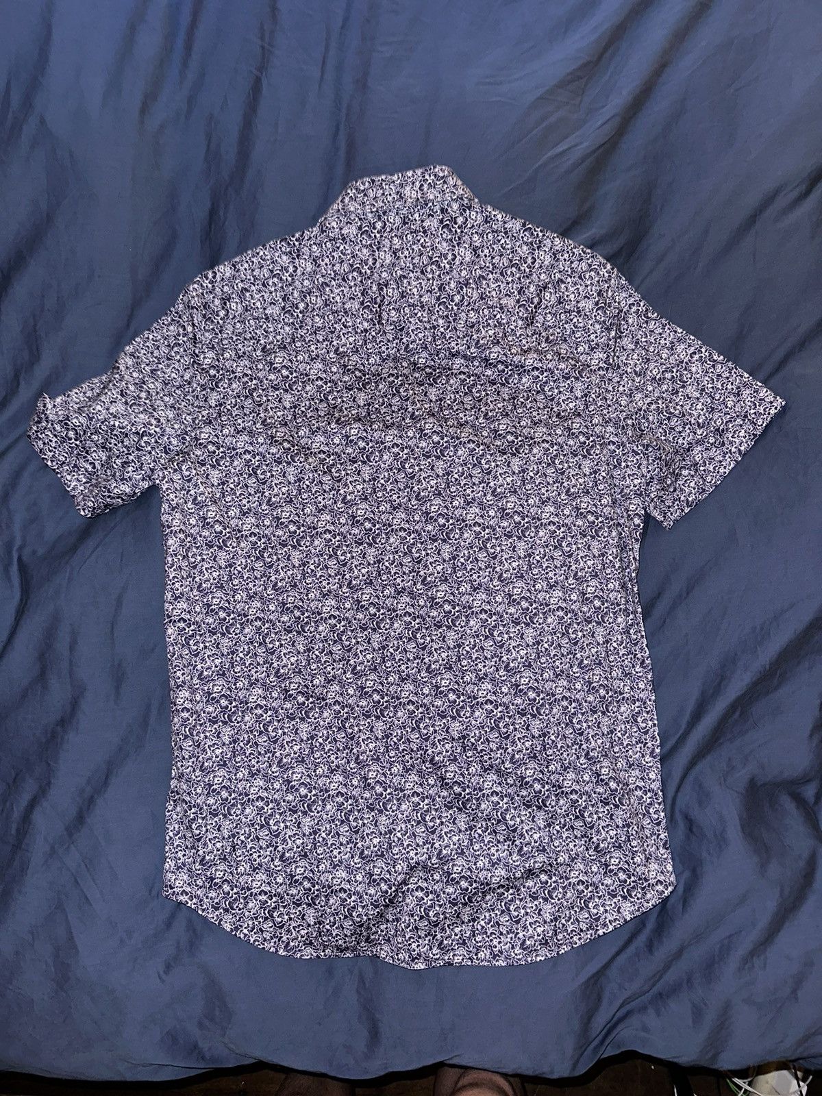 BUGATCHI × Nordstrom Blue Bugatchi Floral Short Sleeve Button Up Size US M / EU 48-50 / 2 - 2 Thumbnail
