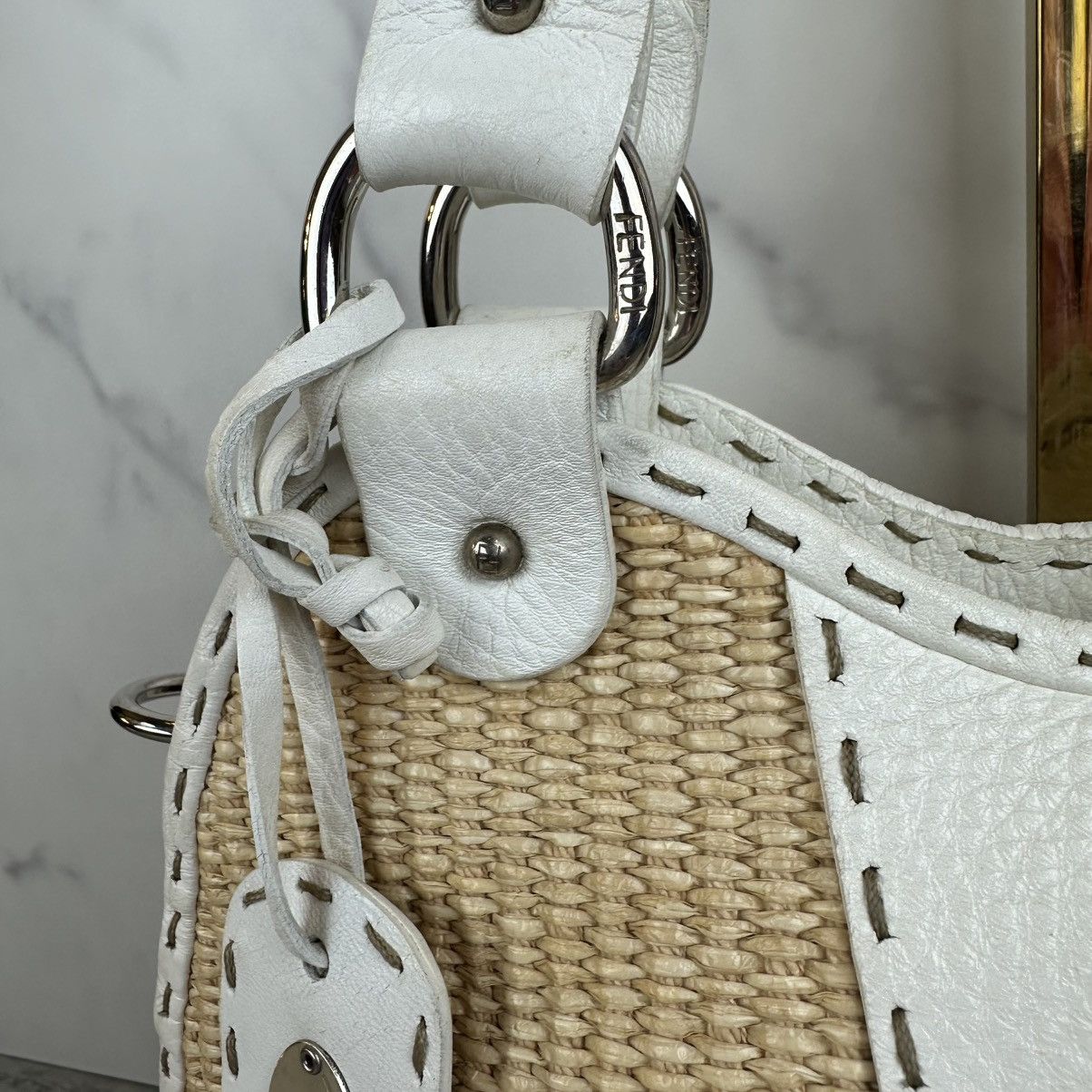 Fendi Fendi Small Raffia Selleria Trapezio Hobo Bag Size ONE SIZE - 4 Thumbnail