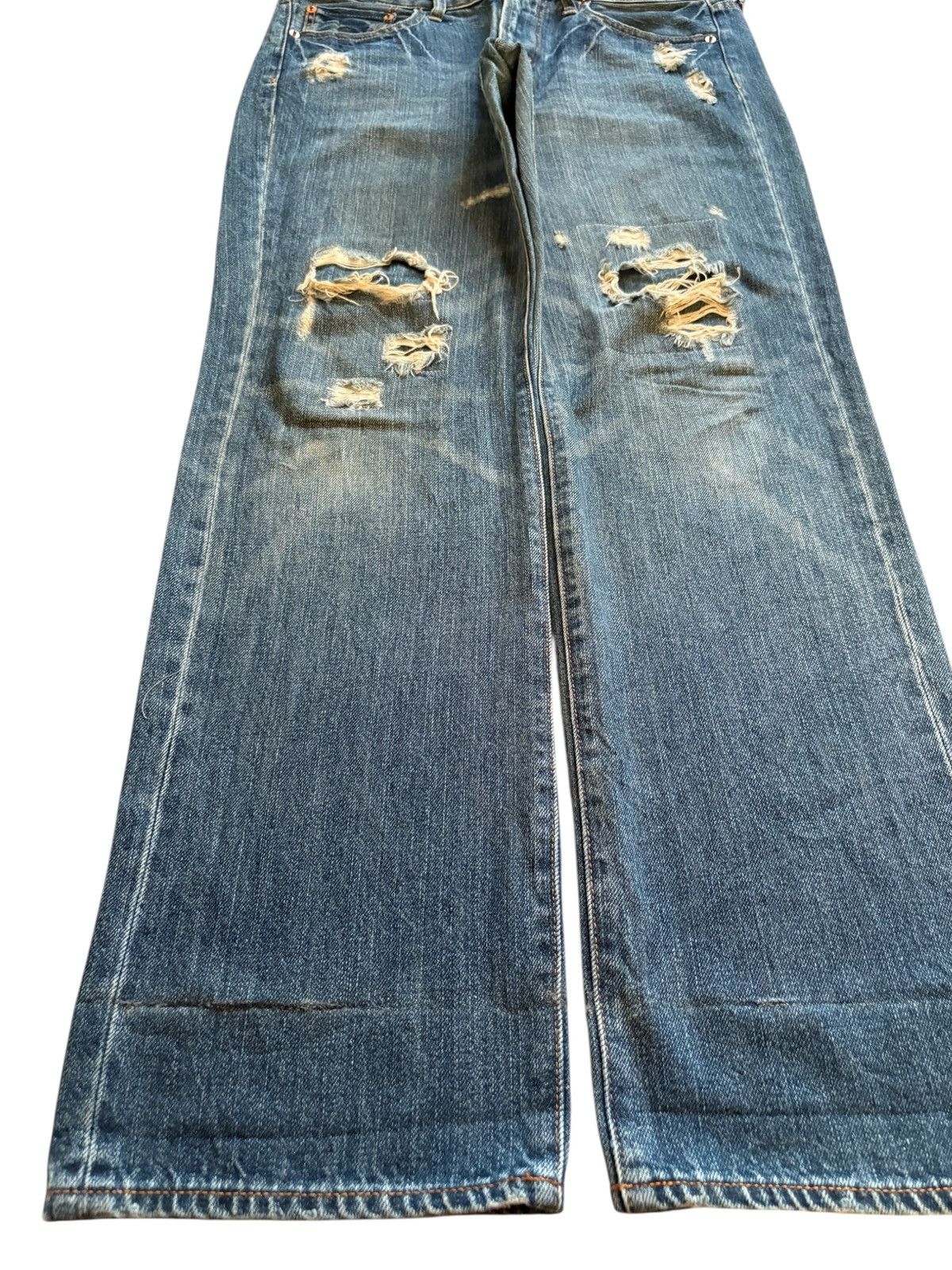 GU Vintage GU Mud Wash Distressed Ripped Loose Jeans Size US 35 - 6 Thumbnail