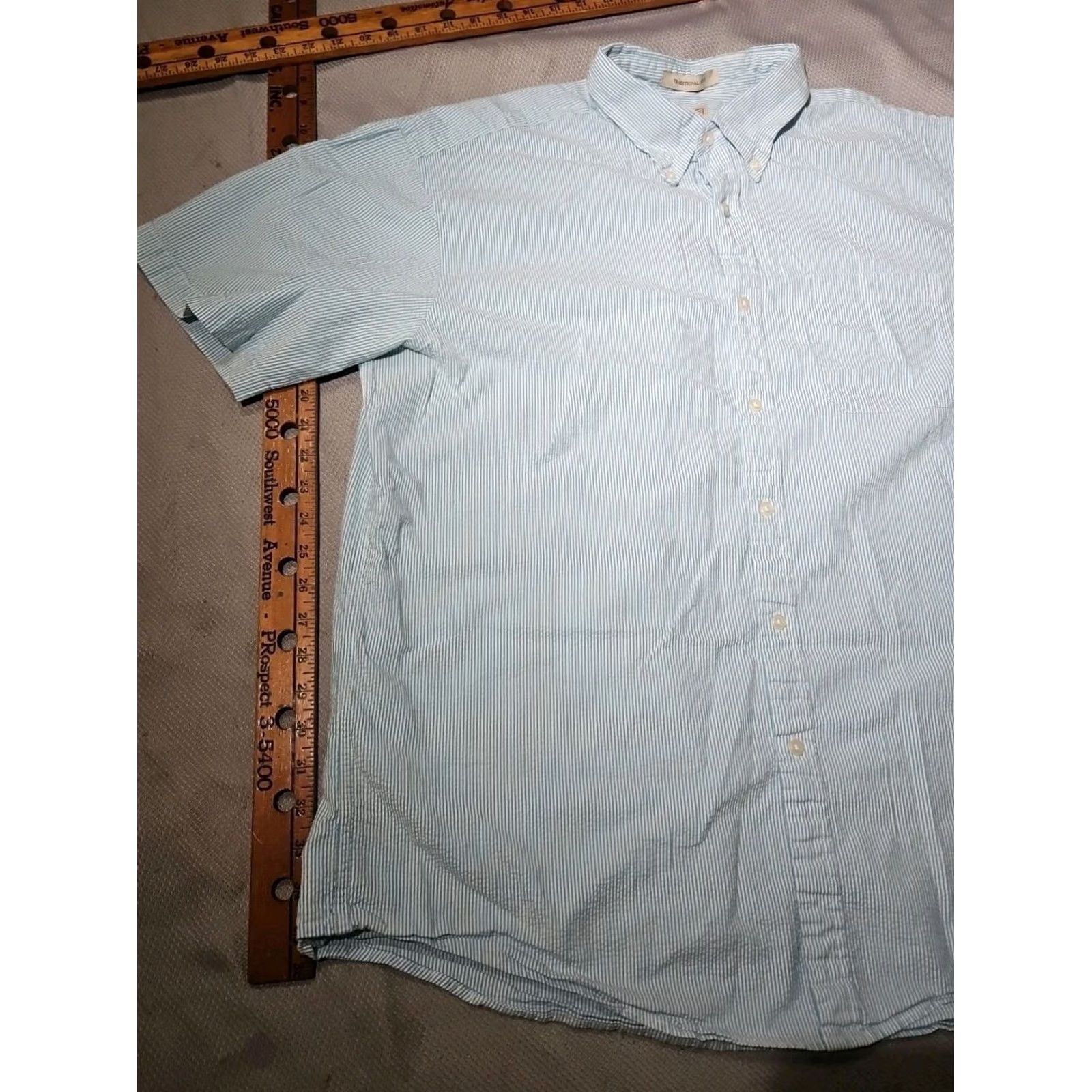 Vintage L.L. Bean Shirt Mens XL White Blue Railroad Stripe Seersucker Button Preppy Oxford Size US XL / EU 56 / 4 - 4 Thumbnail