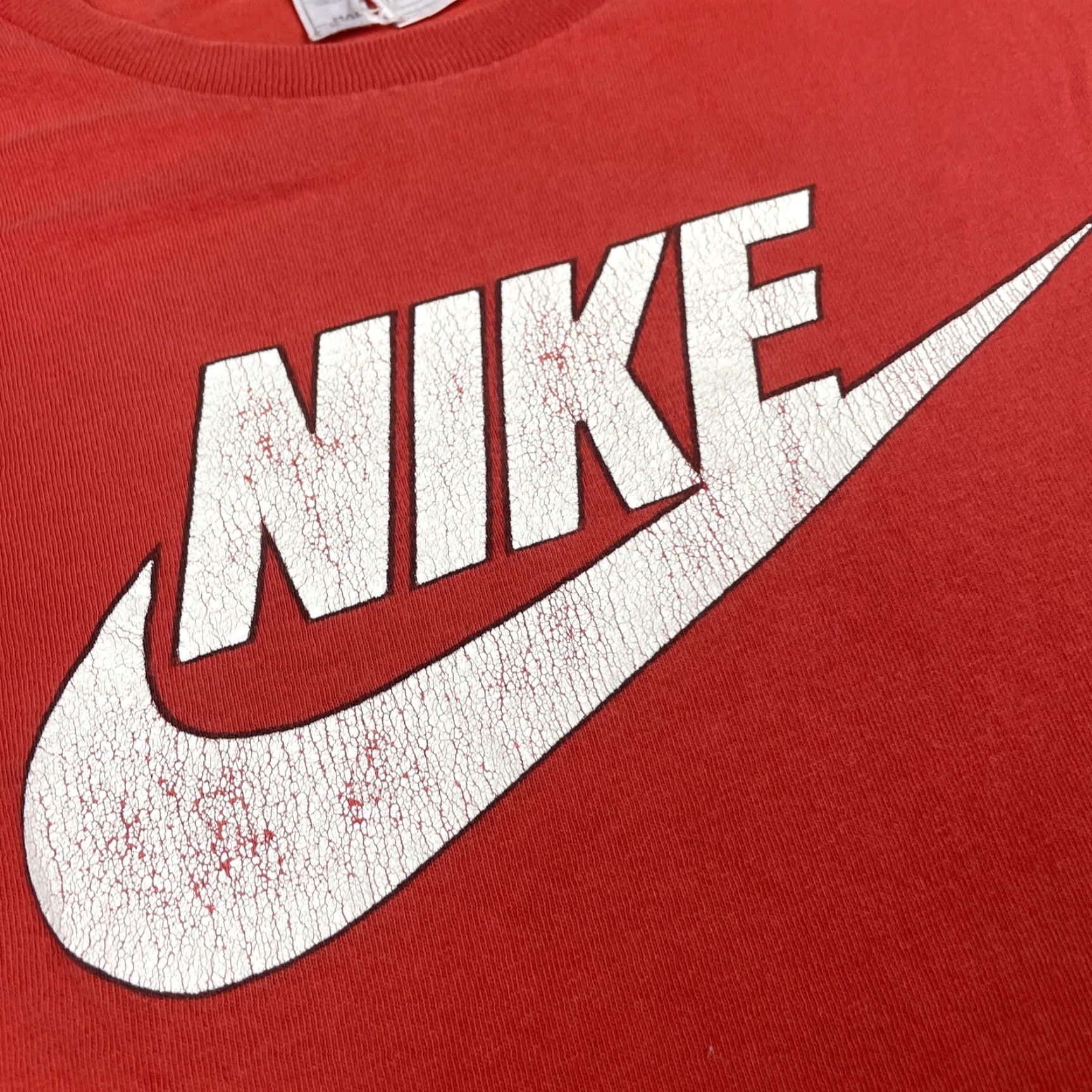 Nike VINTAGE Nike T shirt Mens Small Red Logo Swoosh Graphic 90s Distressed Fade 100% Cotton Short Sleeve Crew Neck Size US S / EU 44-46 / 1 - 3 Thumbnail