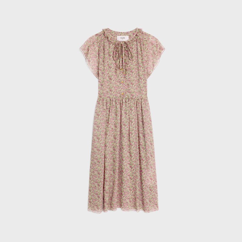 Celine o1w1db10526 2R09L3 Midi Dress in Multicolor Size XS / US 0-2 / IT 36-38 - 1 Thumbnail