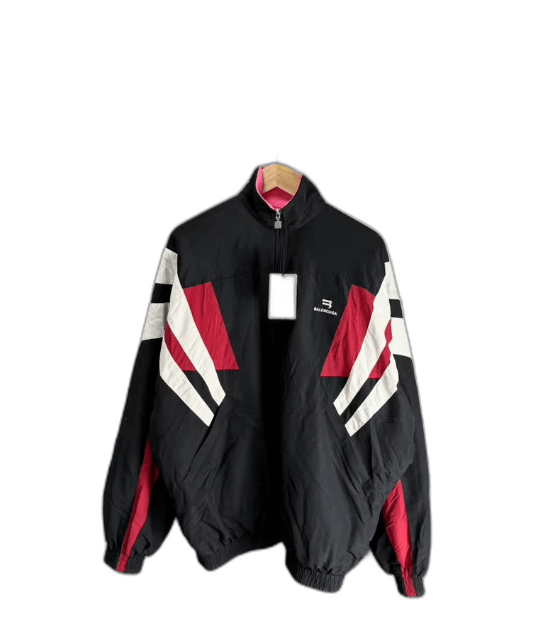 Balenciaga Balenciaga Black Red Patchwork Windbreaker Jacket-yf Size US XS / EU 42 / 0 - 1 Thumbnail