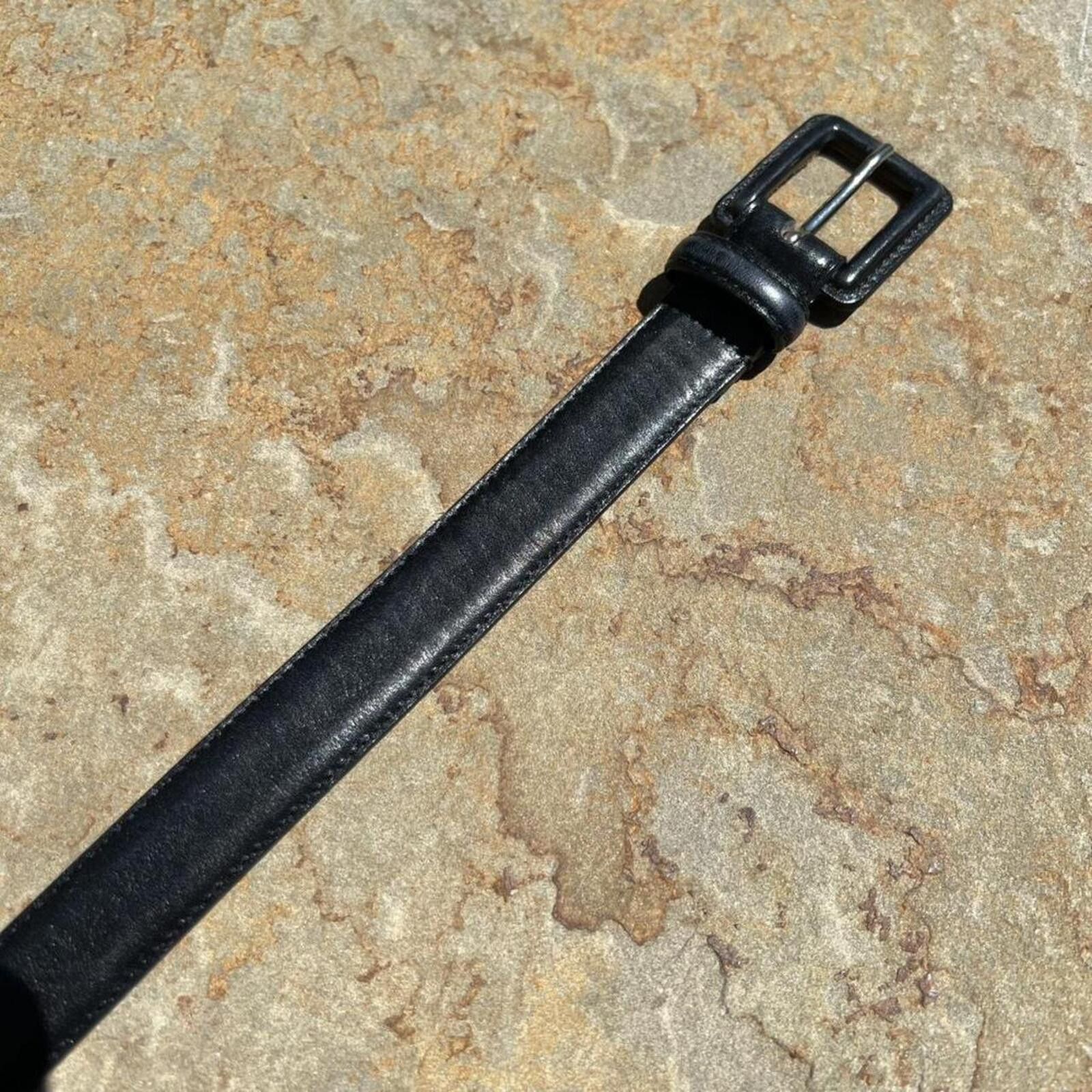 Vintage Vintage Italian 80s Black Leather Belt Made in Italy Size ONE SIZE - 2 Thumbnail
