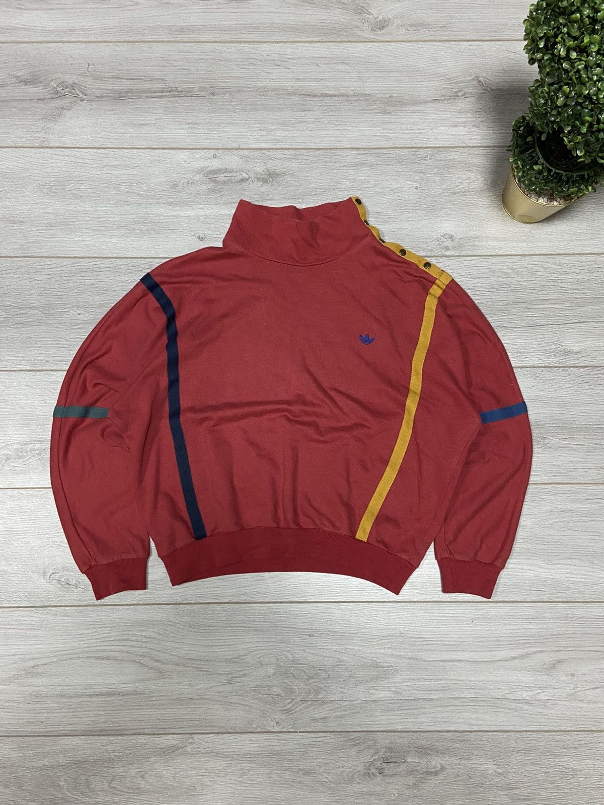 Adidas West Germany cropped stripe buttons turtle sweatshirt