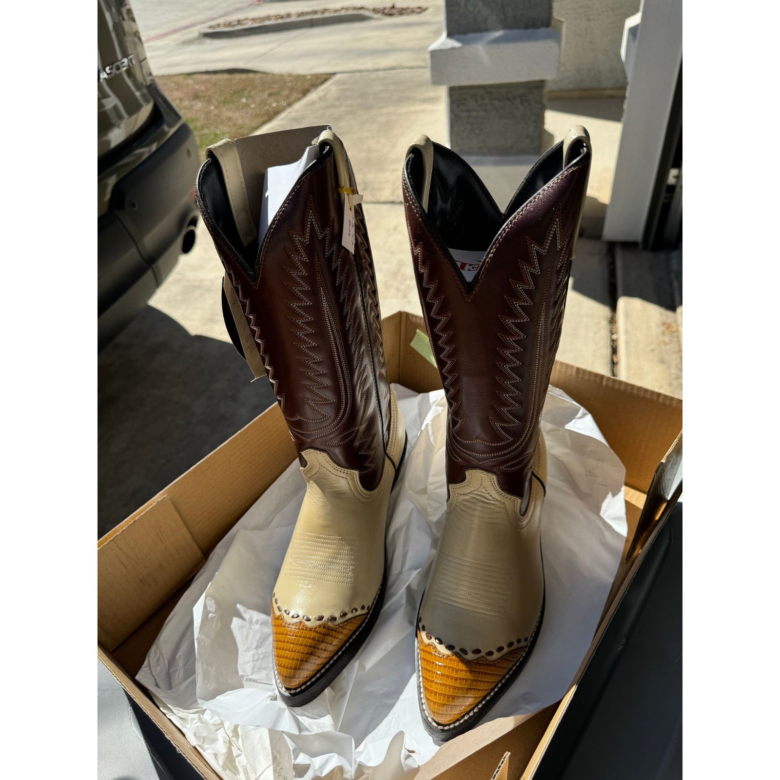 Cowboy Equipment Laredo Bone Lizard Print Wingtip Boots 61161 Size 8 Size US 8 / EU 41 - 3 Thumbnail