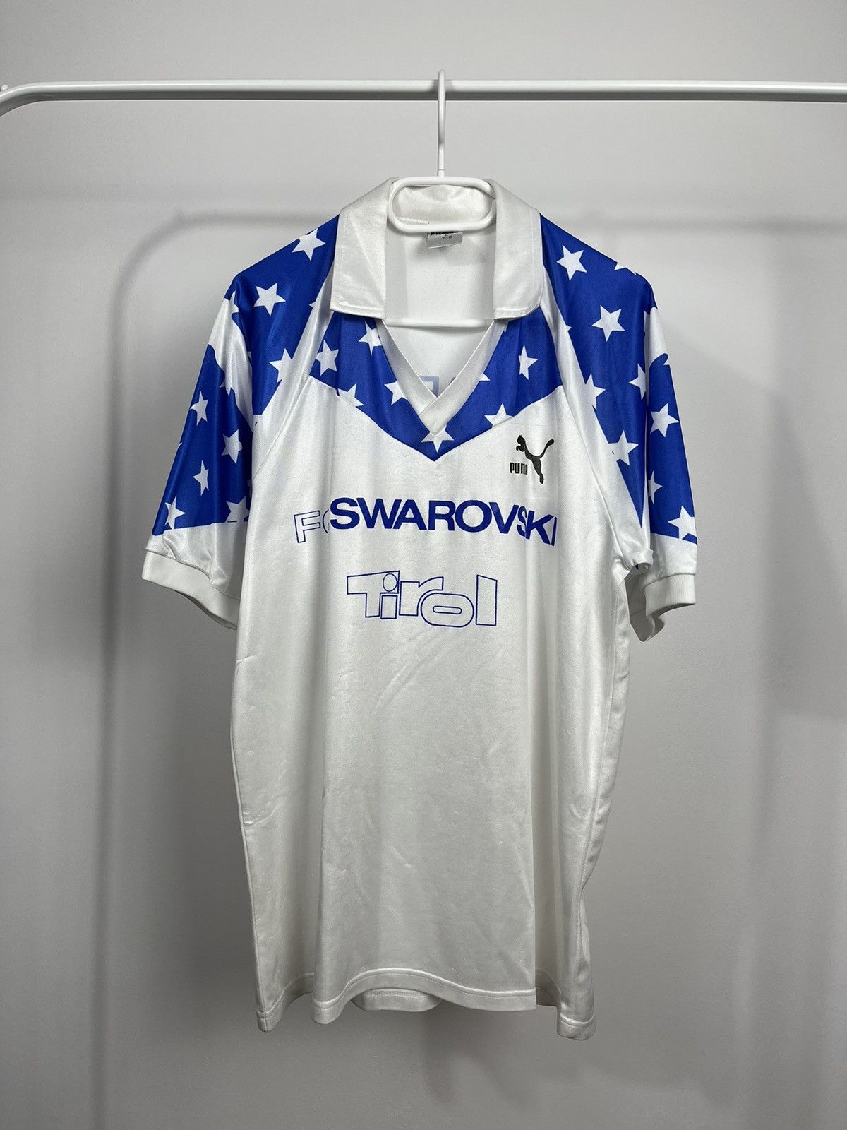 image of Tirol Swarovski 1991 1992 Football Soccer Shirt Jersey Puma in White, Men's (Size Large)