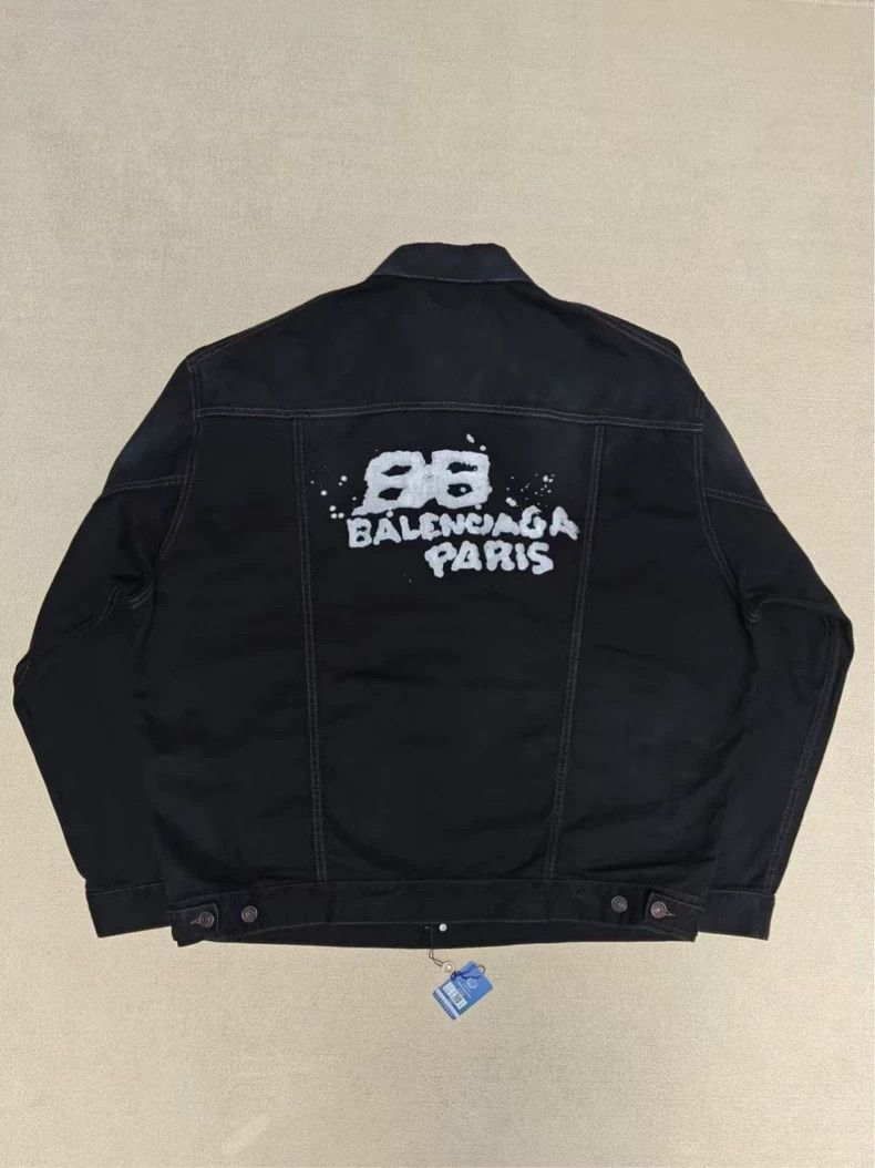Balenciaga Balenciaga Graffiti Distressed Denim Jacket-250