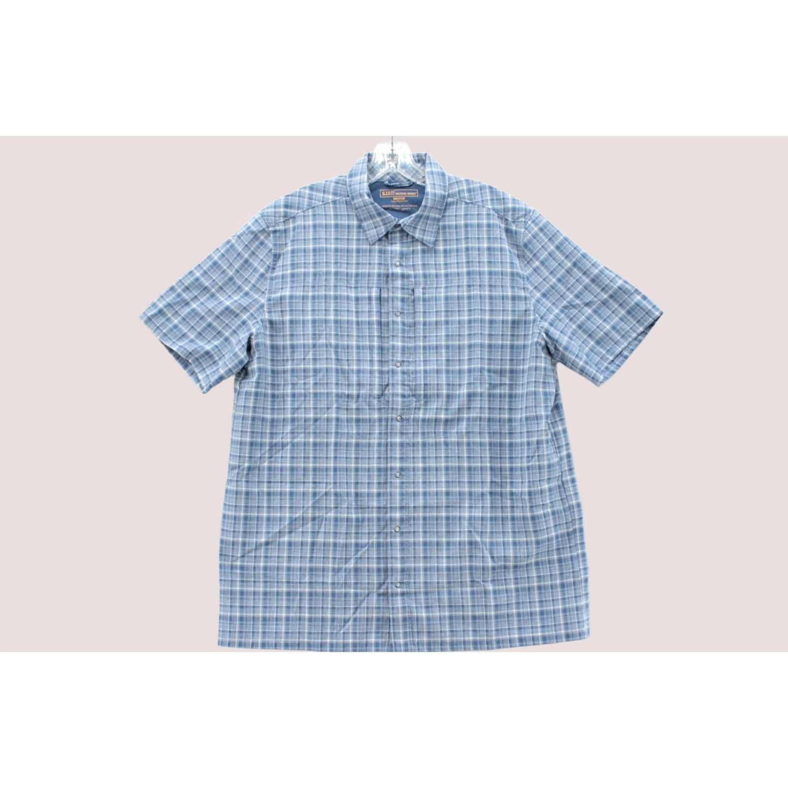 Vintage 5.11 Tactical Series Shirt Mens M Blue Plaid Short Sleeve Snap Up Prepper Mens Shirt Size US M / EU 48-50 / 2 - 1 Thumbnail