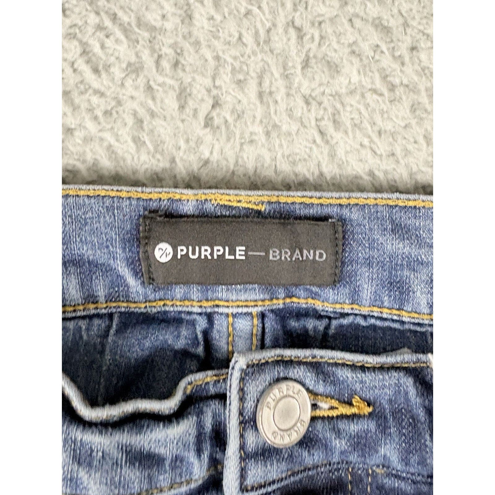 Purple Brand Purple Brand Jeans Men’s 31 Blue Splatter P001 Distress Moto Size US 31 - 3 Thumbnail