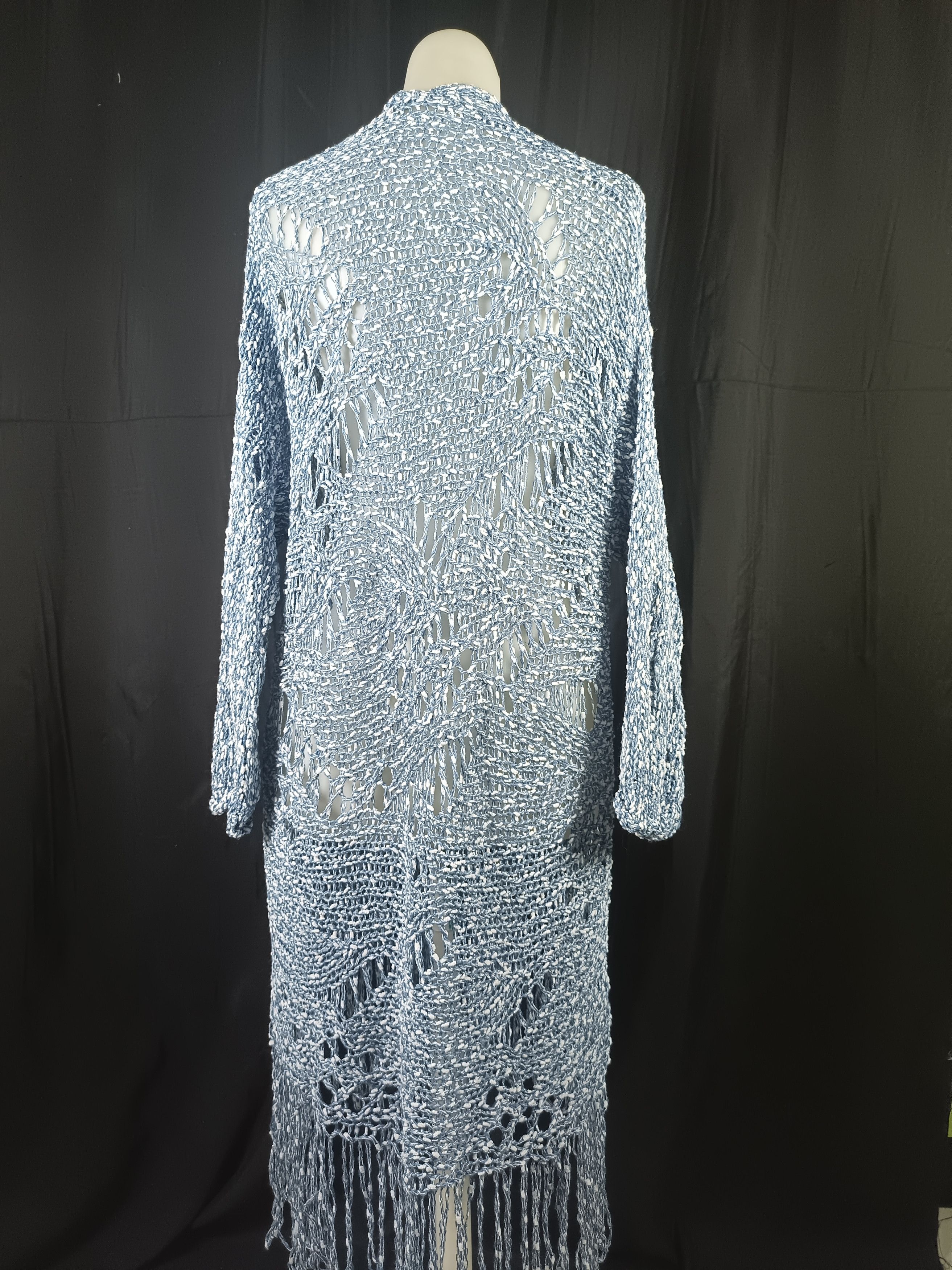 Other A.P Design Fashion Distressed Tassel Cable Knit Cardigan Size L / US 10 / IT 46 - 22 Thumbnail