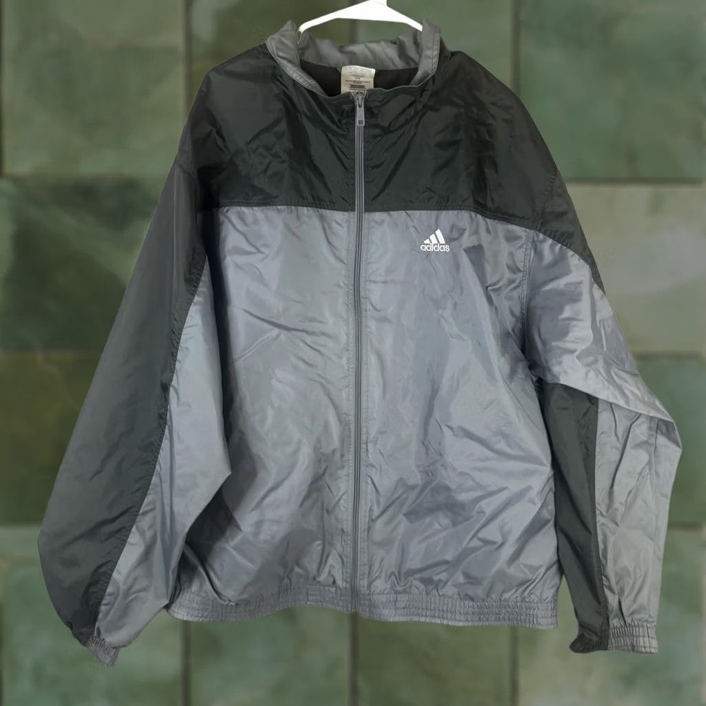 Adidas Adidas Windbreaker Jacket Mens XL Gray Colorblock Full Zip Nylon Athletic Size US XL / EU 56 / 4 - 1 Thumbnail