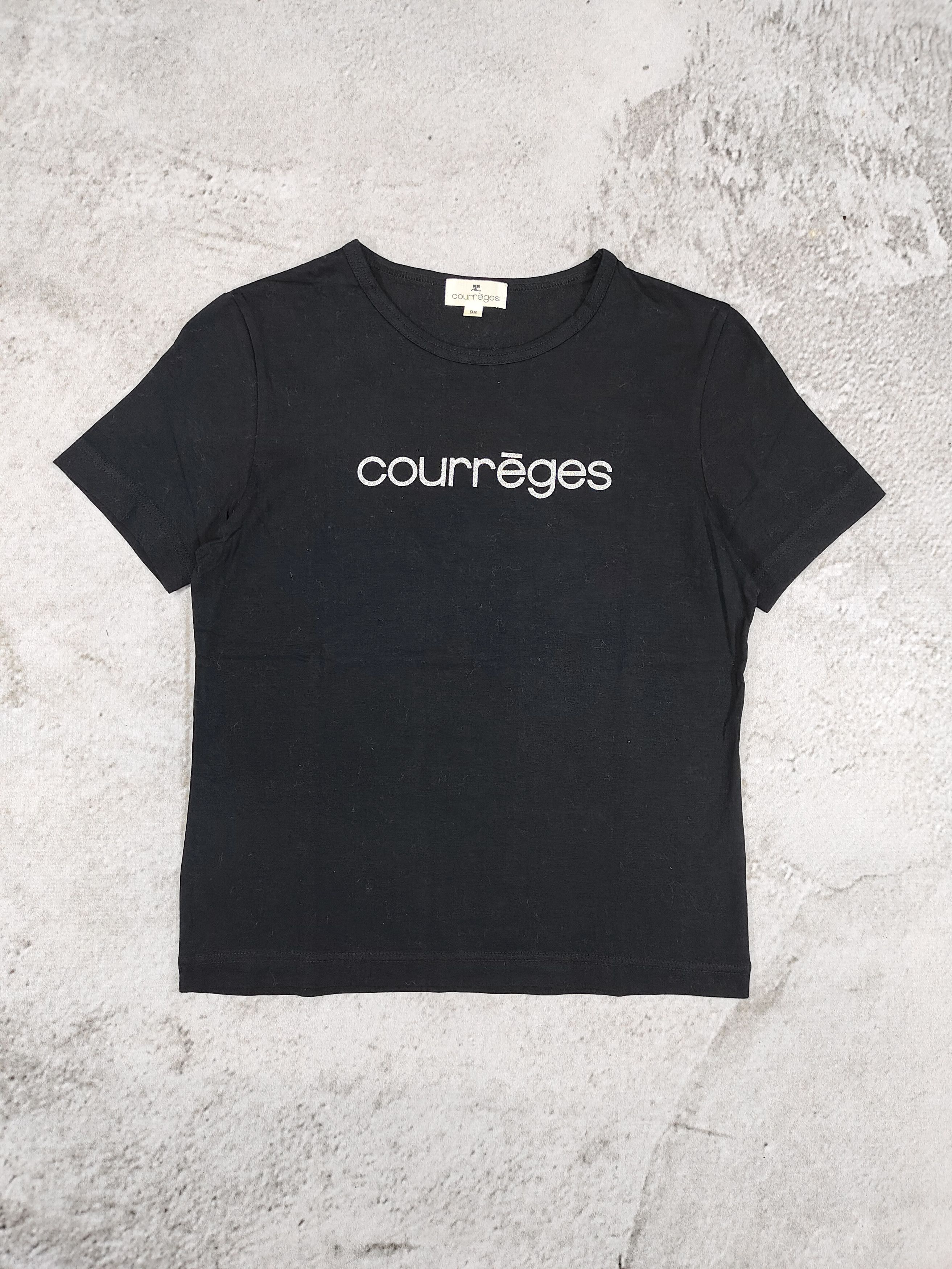 Courreges 00s Courrèges-Y2K Archive Luxury Rhinestone Logo Cropped Tee Size M / US 6-8 / IT 42-44 - 1 Thumbnail