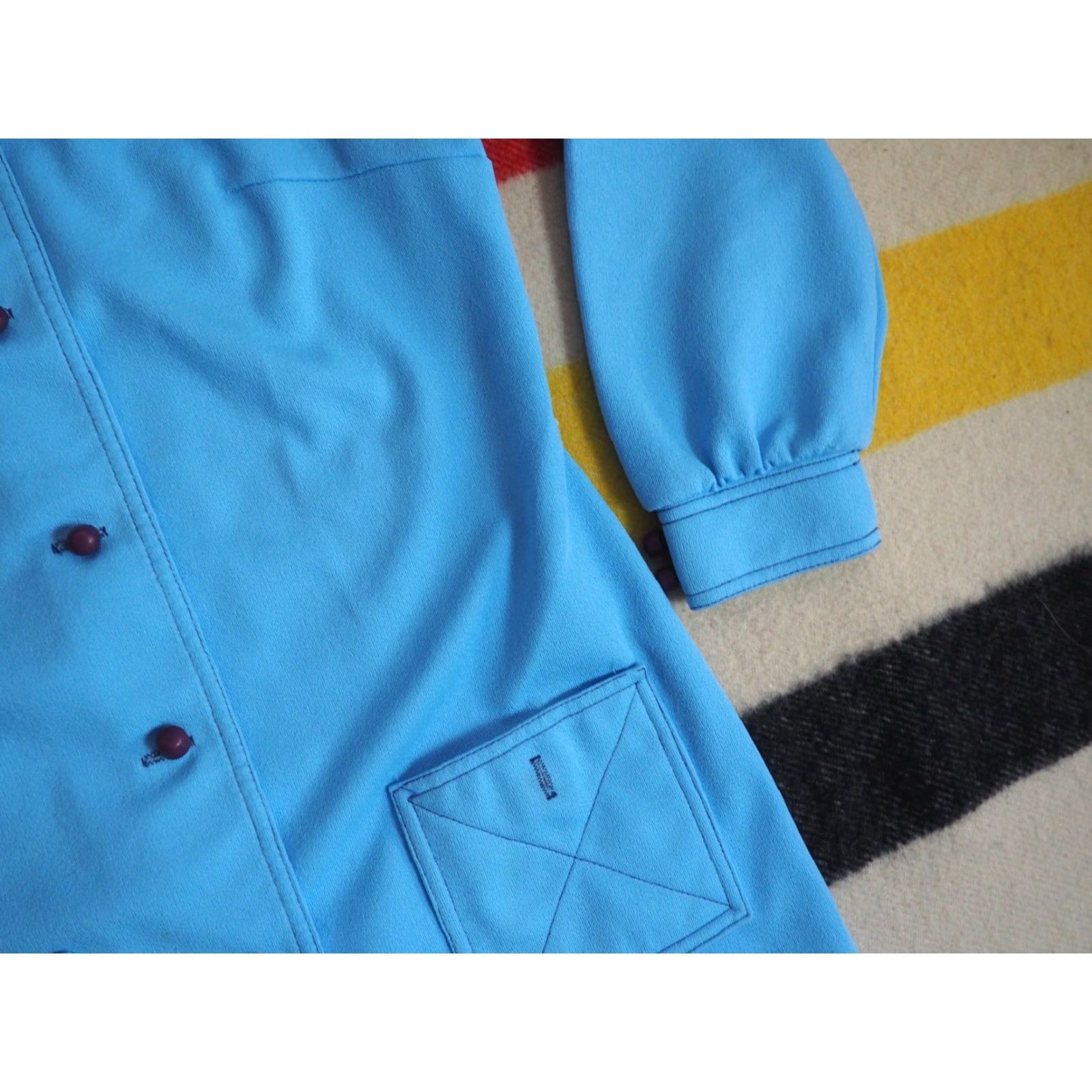 Vintage VINTAGE Ni Tod 70s Sky Blue Button Jacket Womens M Poly Jacket Boho Hippy Disco 1970s Blue Mens/Womens (adjusted) Size M / US 6-8 / IT 42-44 - 4 Thumbnail