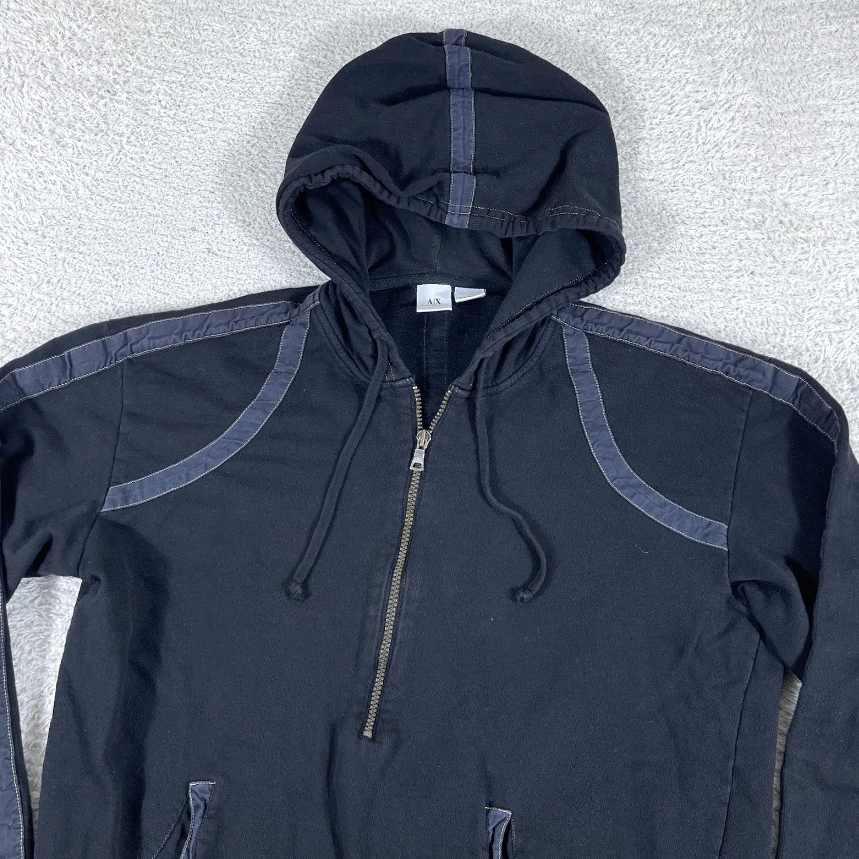 Armani Exchange AX Armani Exchange Hoodie Sweatshirt Women's L Black 1/2 Zip Pullover Y2K Size L / US 10 / IT 46 - 2 Thumbnail