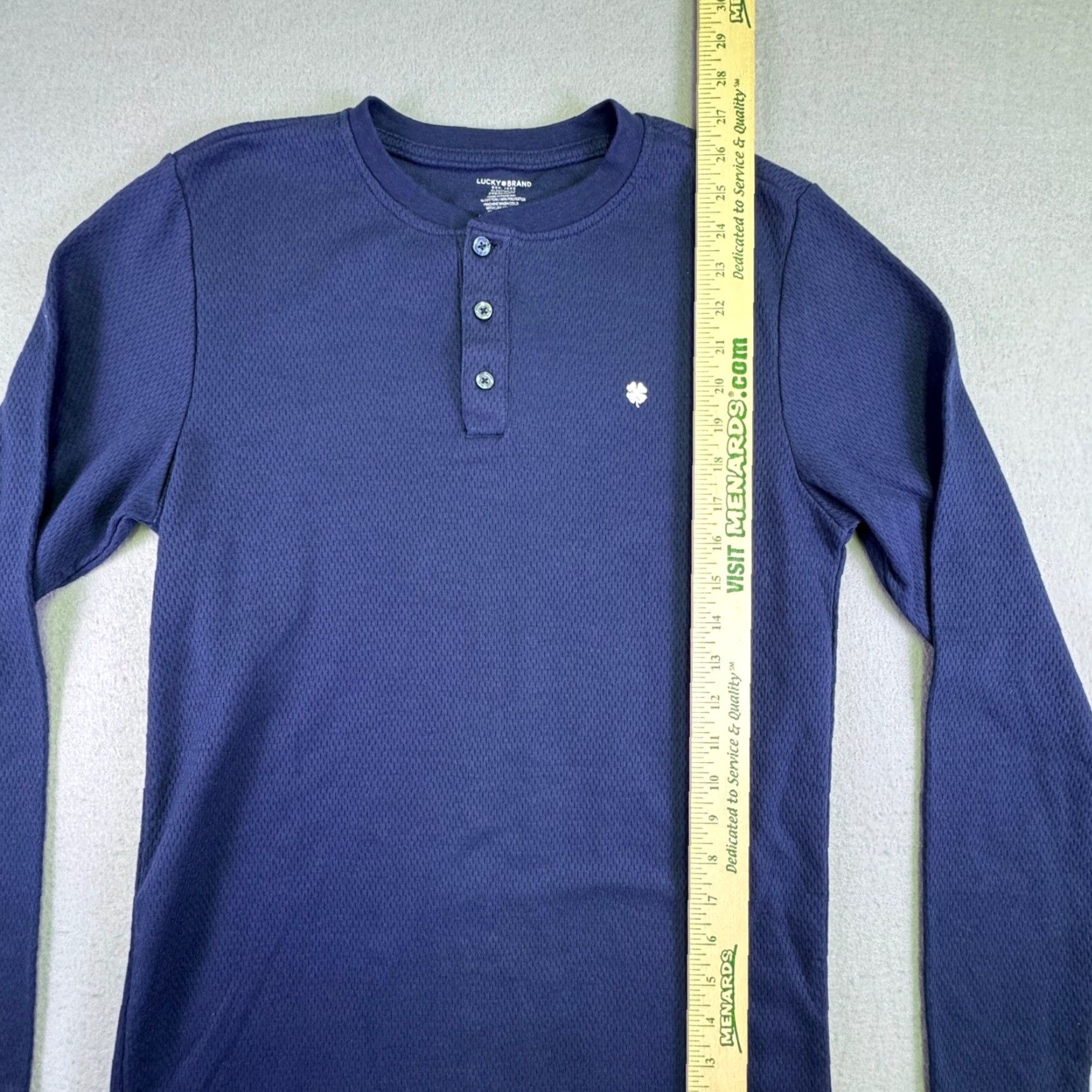 Lucky Brand Lucky Brand Thermal Shirt Mens M Navy Blue Henley Waffle Knit Minimalist Size US M / EU 48-50 / 2 - 4 Thumbnail