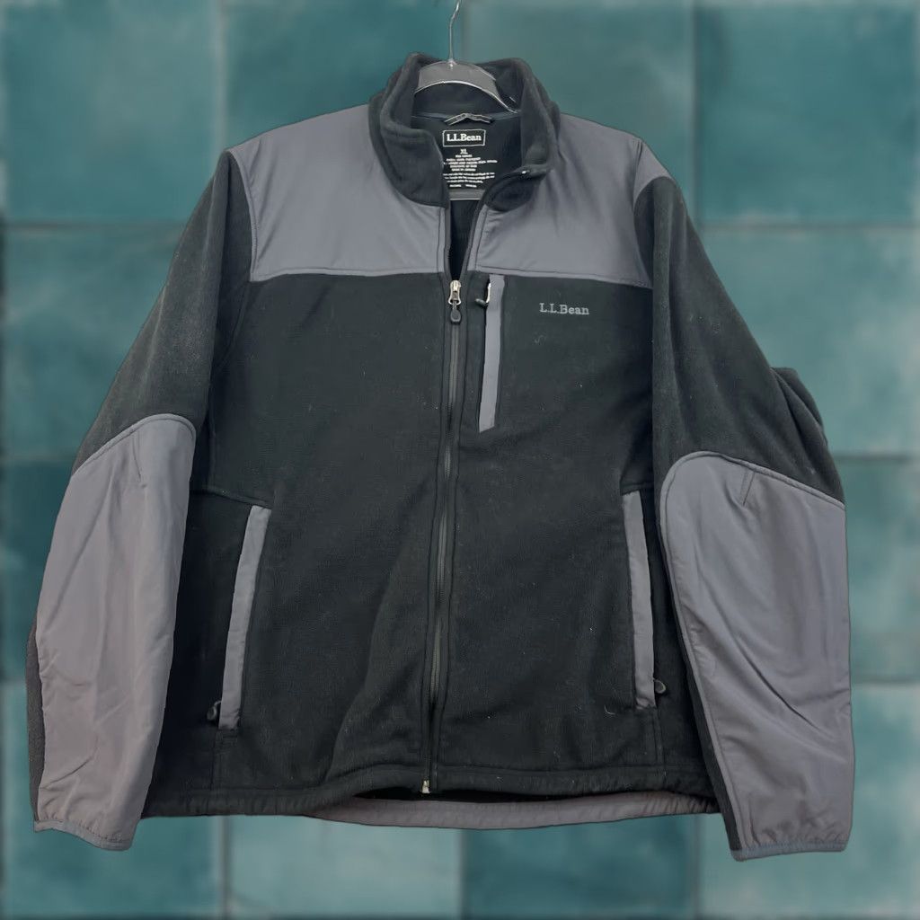 Vintage VINTAGE L.L. Bean Jacket Coat Gray Black Fleece Nylon Full Zip Hybrid Polartec Men’s XL EUC Size US XL / EU 56 / 4 - 1 Thumbnail