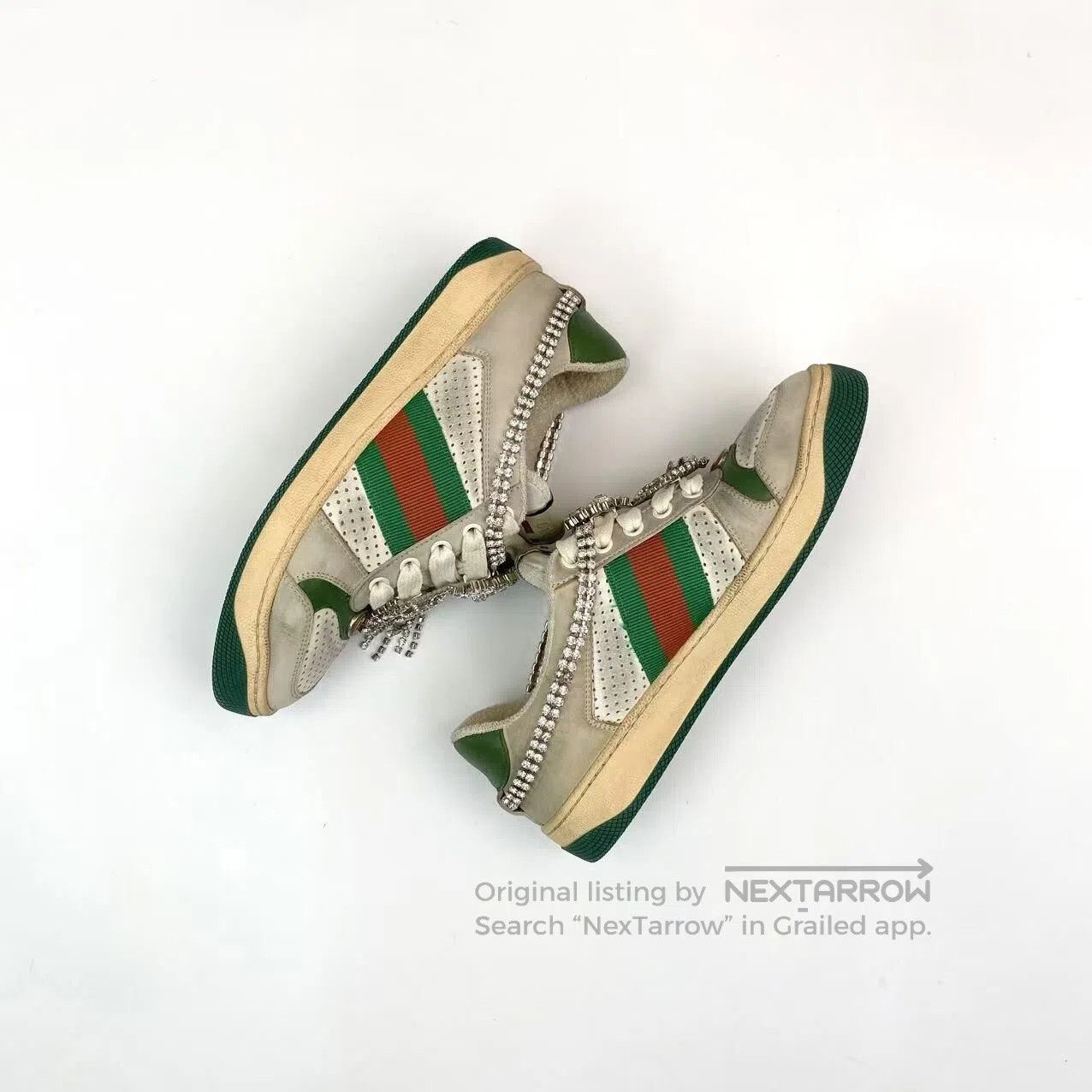 Gucci Guicci Rhinestone pendant classic dirty shoes| Size US 4.5 / IT 34.5 - 3 Thumbnail