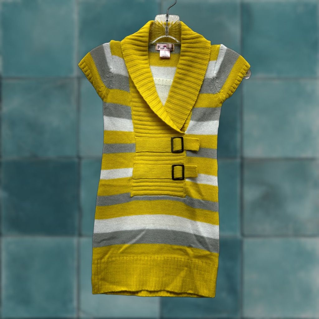 Vintage VINTAGE Y2K Pink Angel Top XS Yellow Striped Knit Cap Sleeve McBling Preppy Fairy Grunge Shirt Womens XS Size XS / US 0-2 / IT 36-38 - 1 Thumbnail