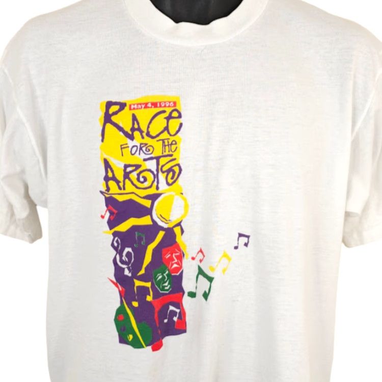 Fruit Of The Loom VINTAGE Fruit of the Loom T-Shirt Mens Large White 90s 1996 Luzerne County Race For The Arts 10K Music runner running Shirt Mens Size US L / EU 52-54 / 3 - 2 Thumbnail