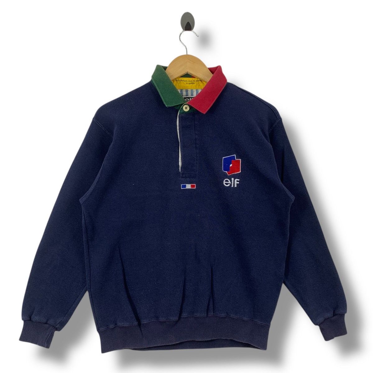 Vintage Vintage 90's ELF Embroidery Logo Polo Jumper Sweatshirt Size US M / EU 48-50 / 2 - 1 Thumbnail